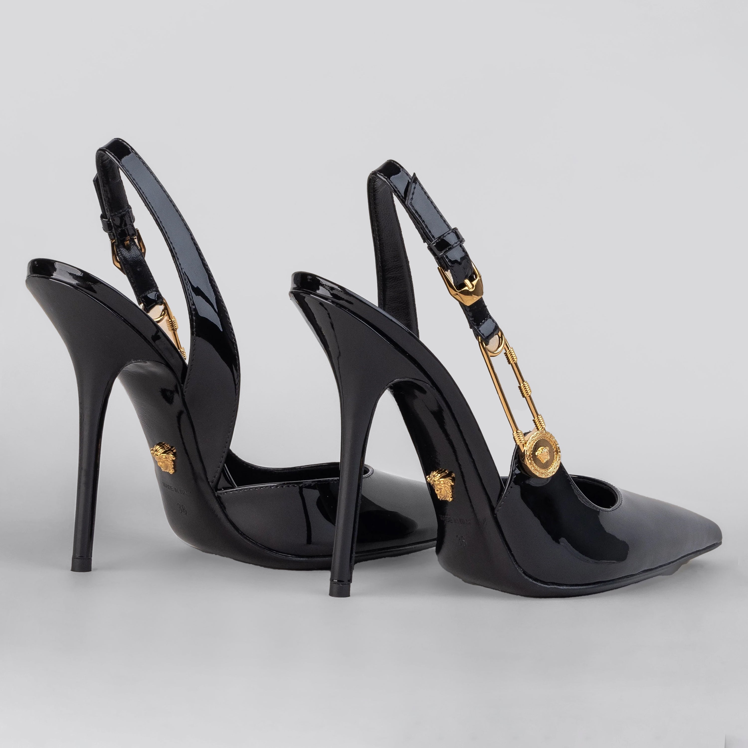 Tacones Negros Versace Safety Pin 110 mm