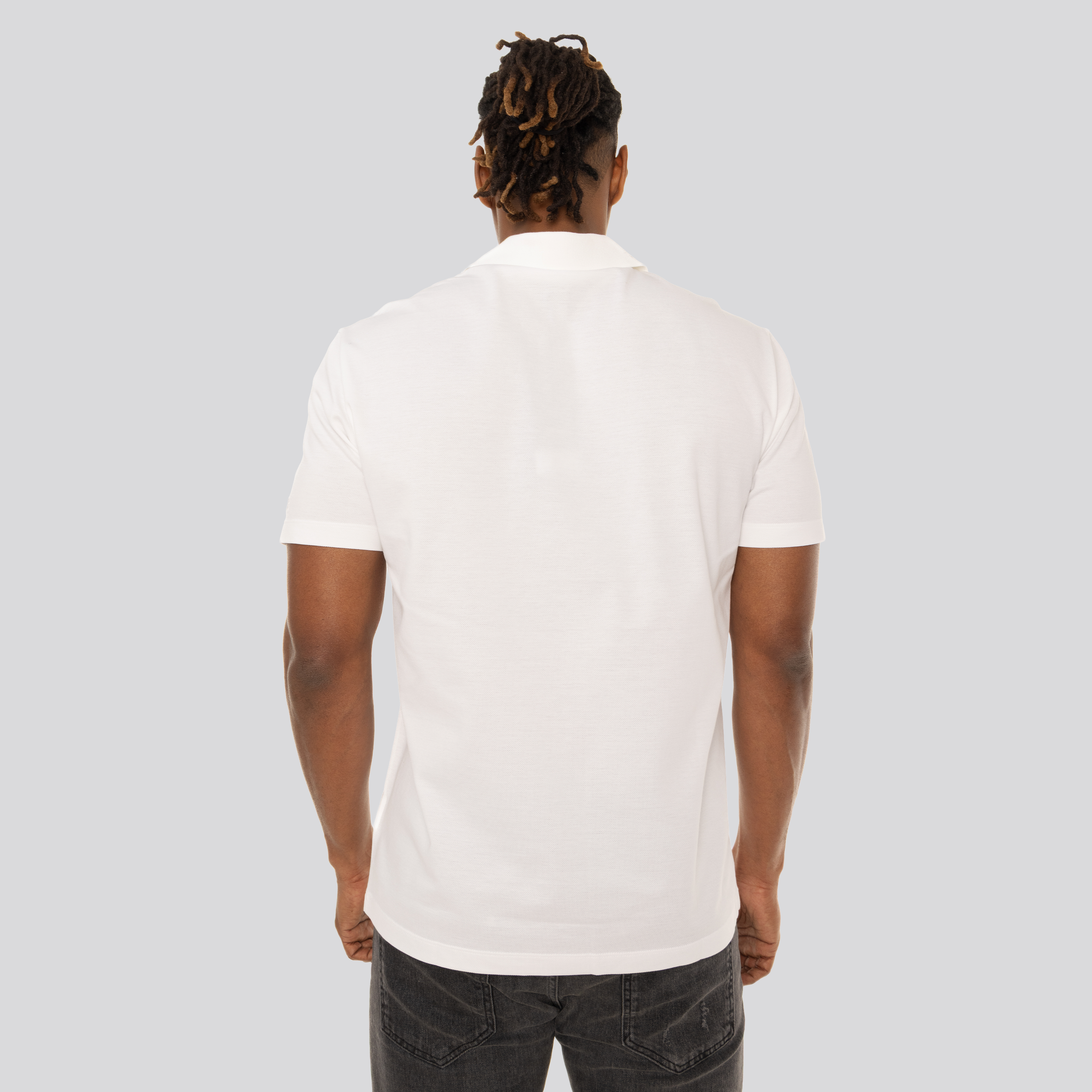 Camiseta Tipo Polo Blanca Versace Gold Zip
