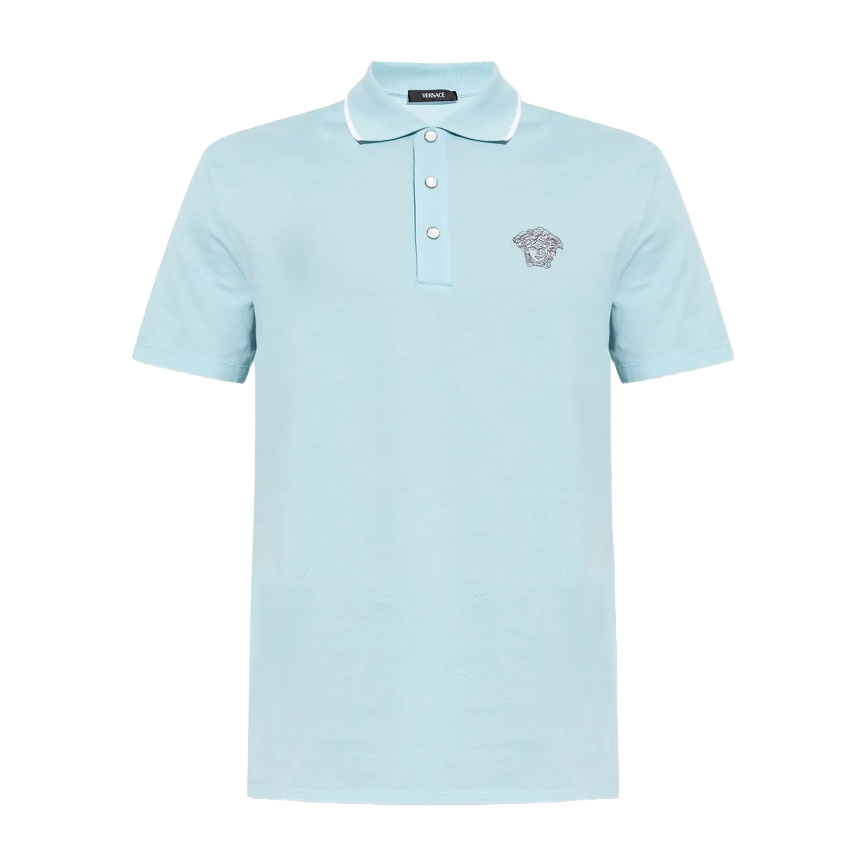 Camiseta Tipo Polo Celeste Versace Medusa