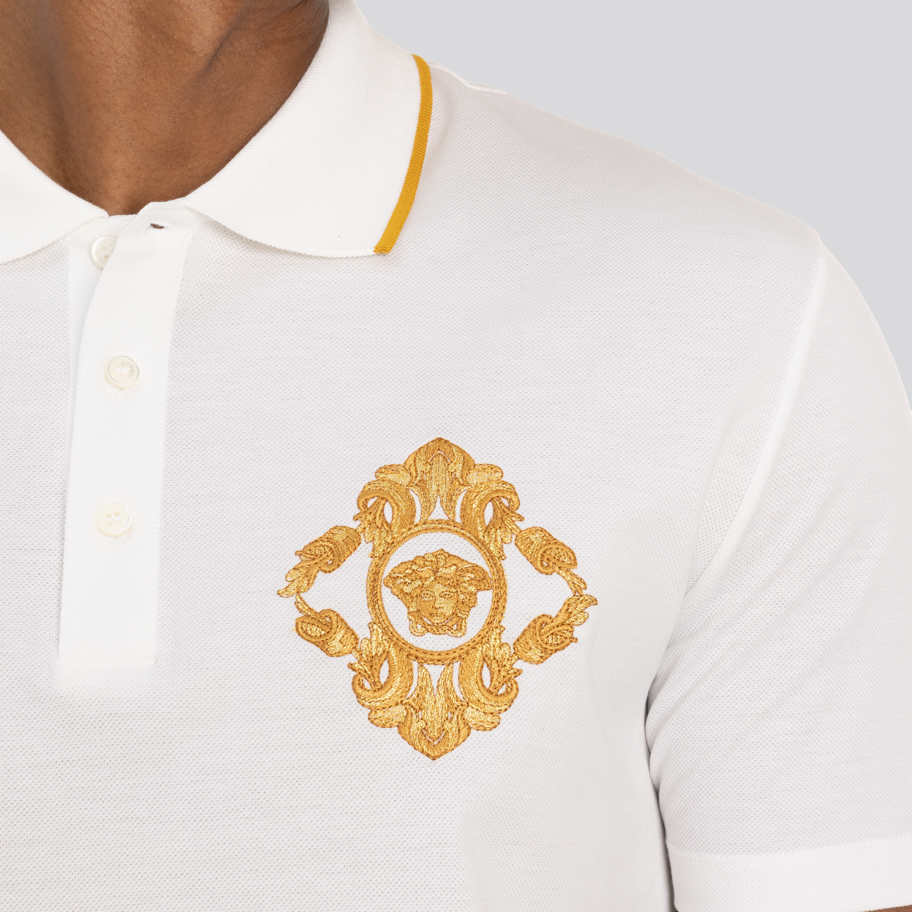 Camiseta Tipo Polo Blanca Versace Crystal Medusa