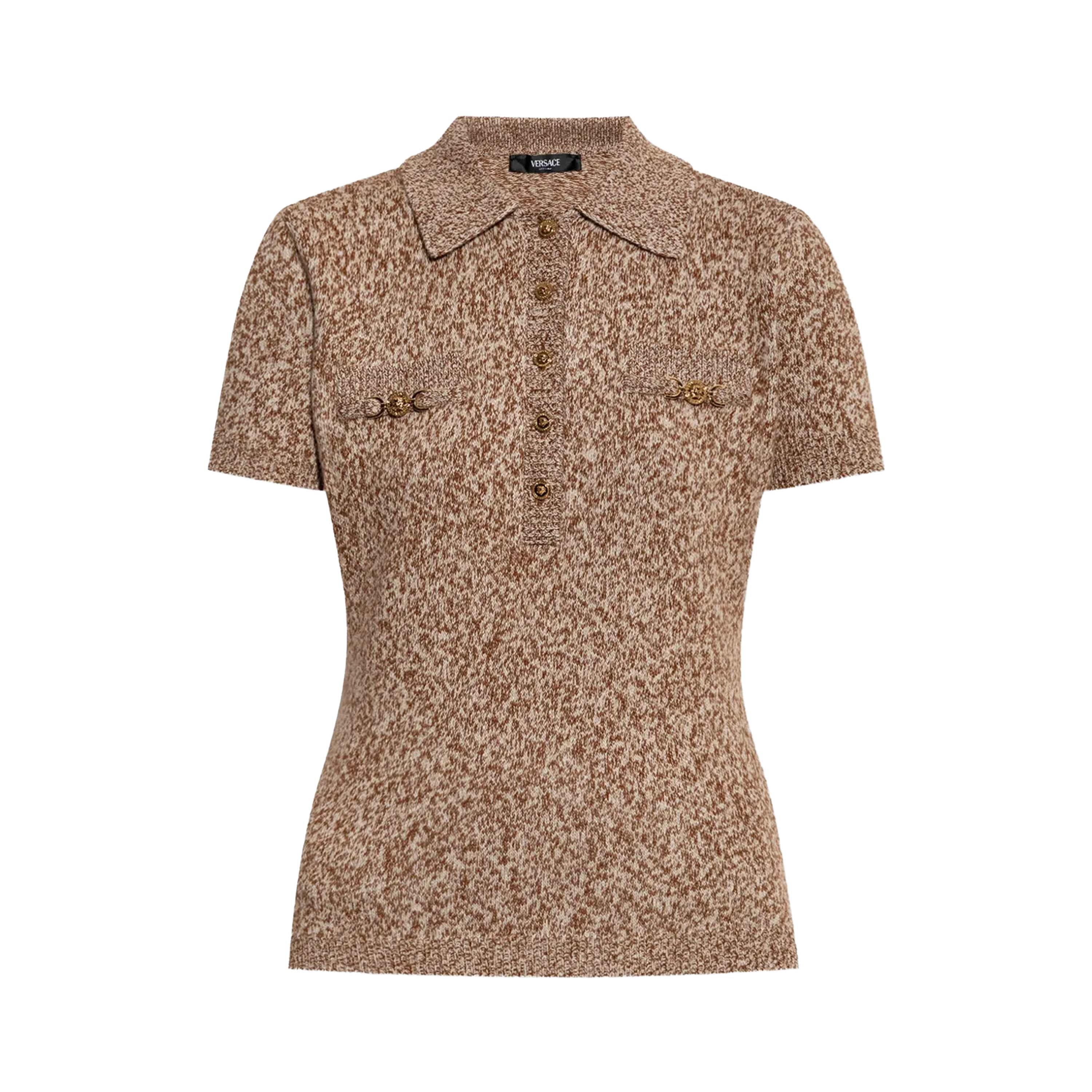 Camiseta Tipo Polo Café Versace Plaque