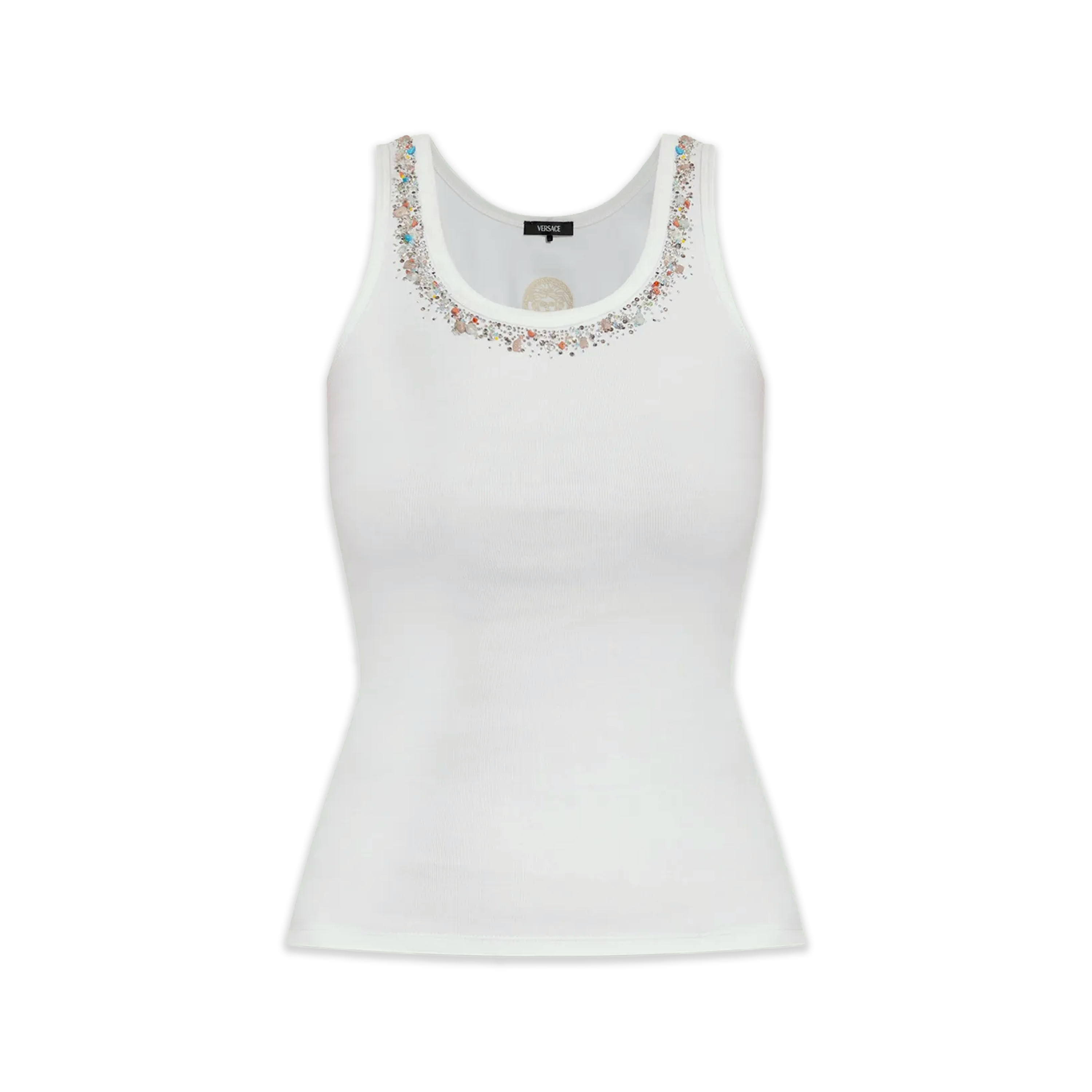 Tank Top Blanco Versace Rhinestones