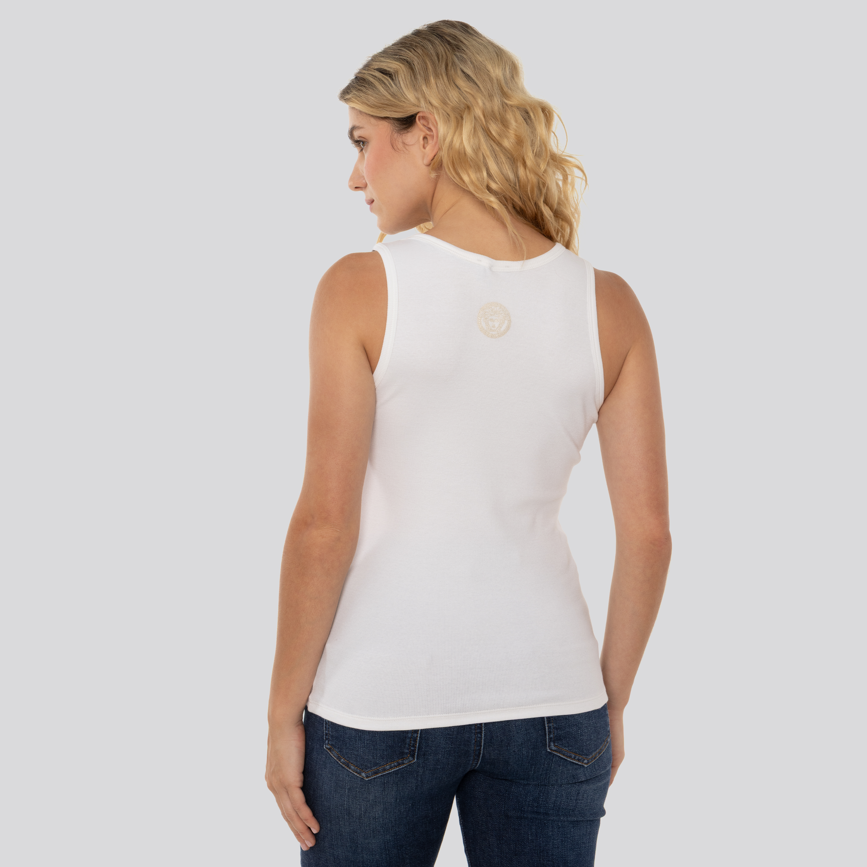 Tank Top Blanco Versace Rhinestones