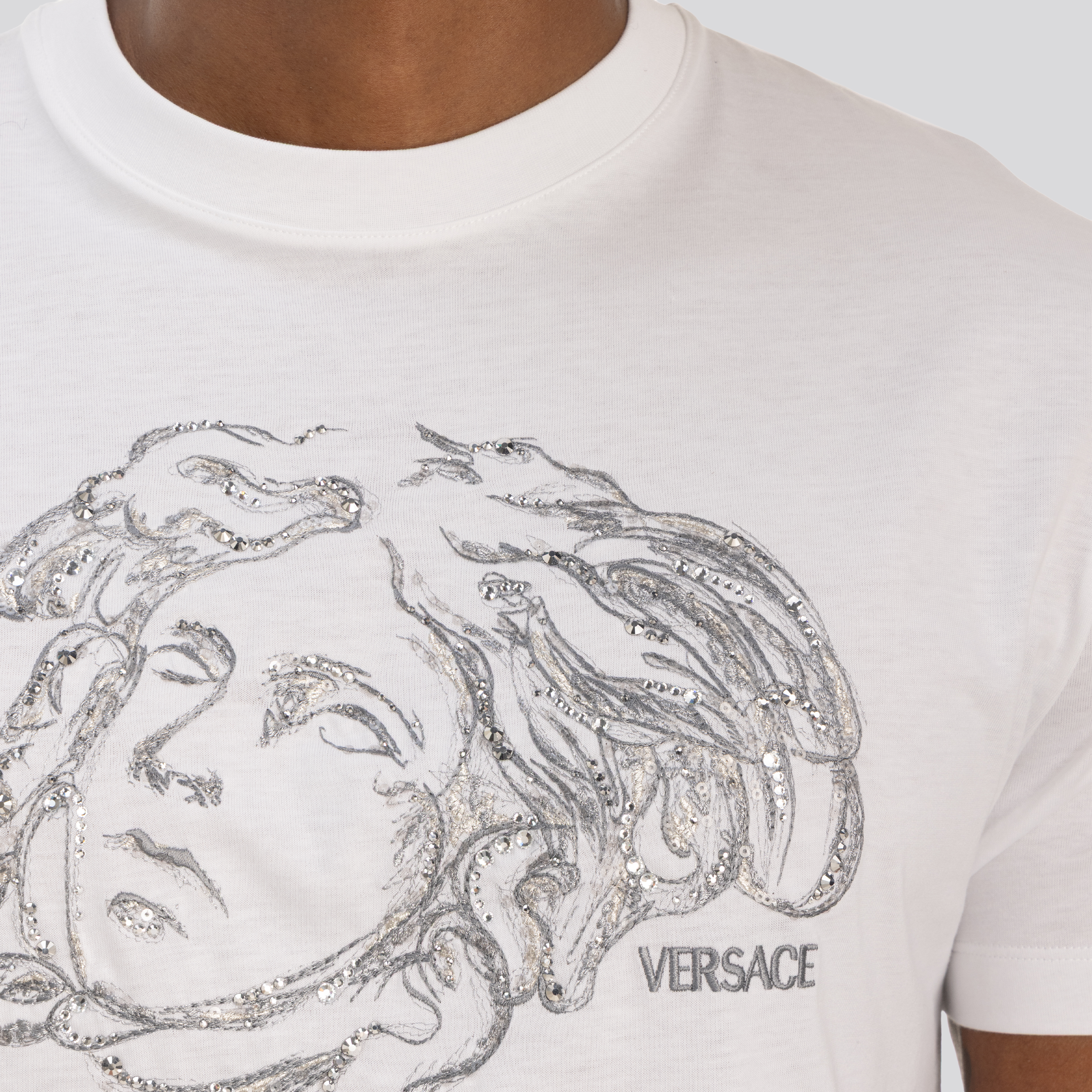 Camiseta Blanca Versace Crystals Medusa