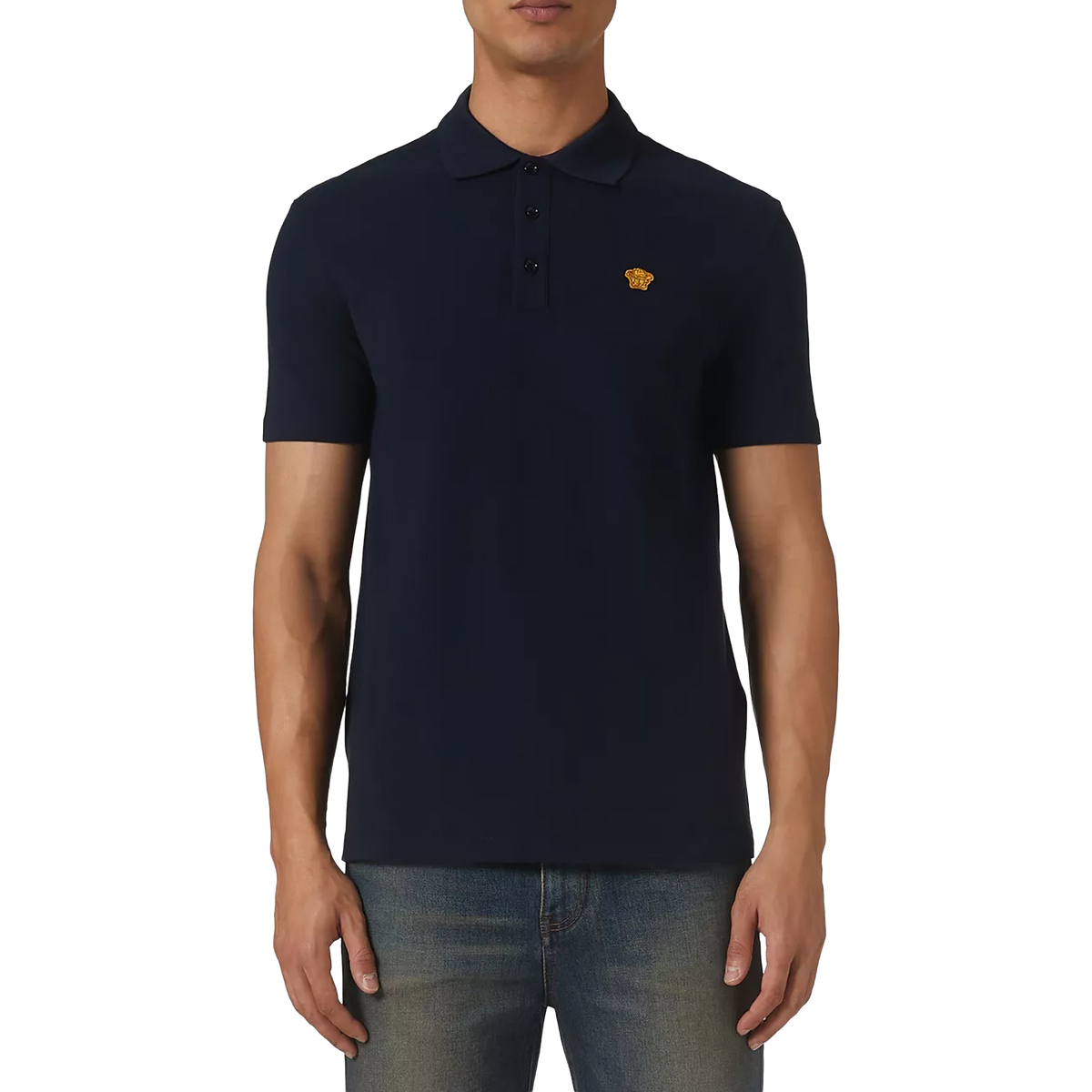 Camiseta Tipo Polo Azul Versace Medusa