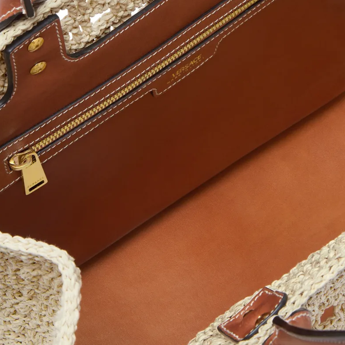 Cartera Beige Versace La Medusa Raffia