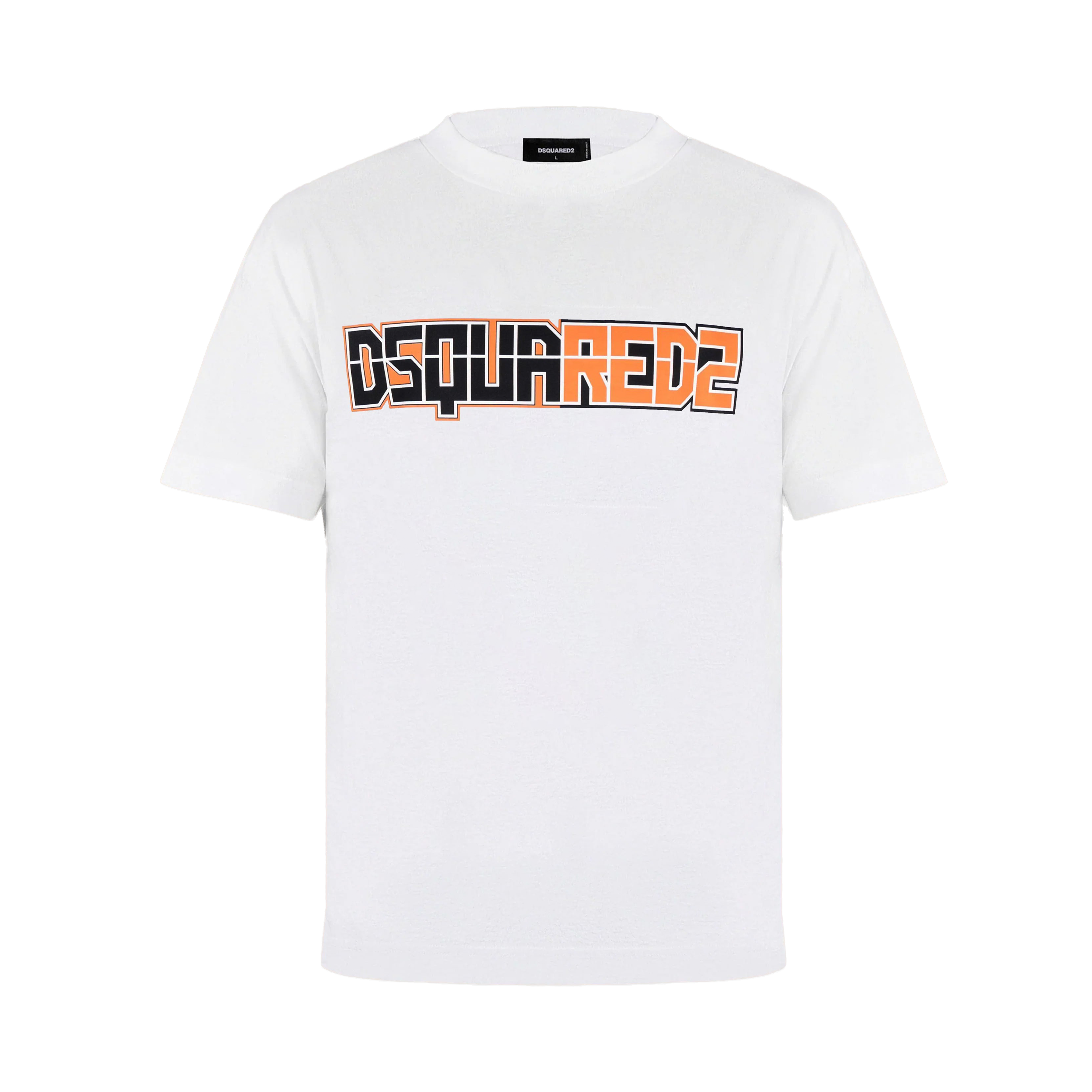 Camiseta Blanca Dsquared2 Orange Logo Print