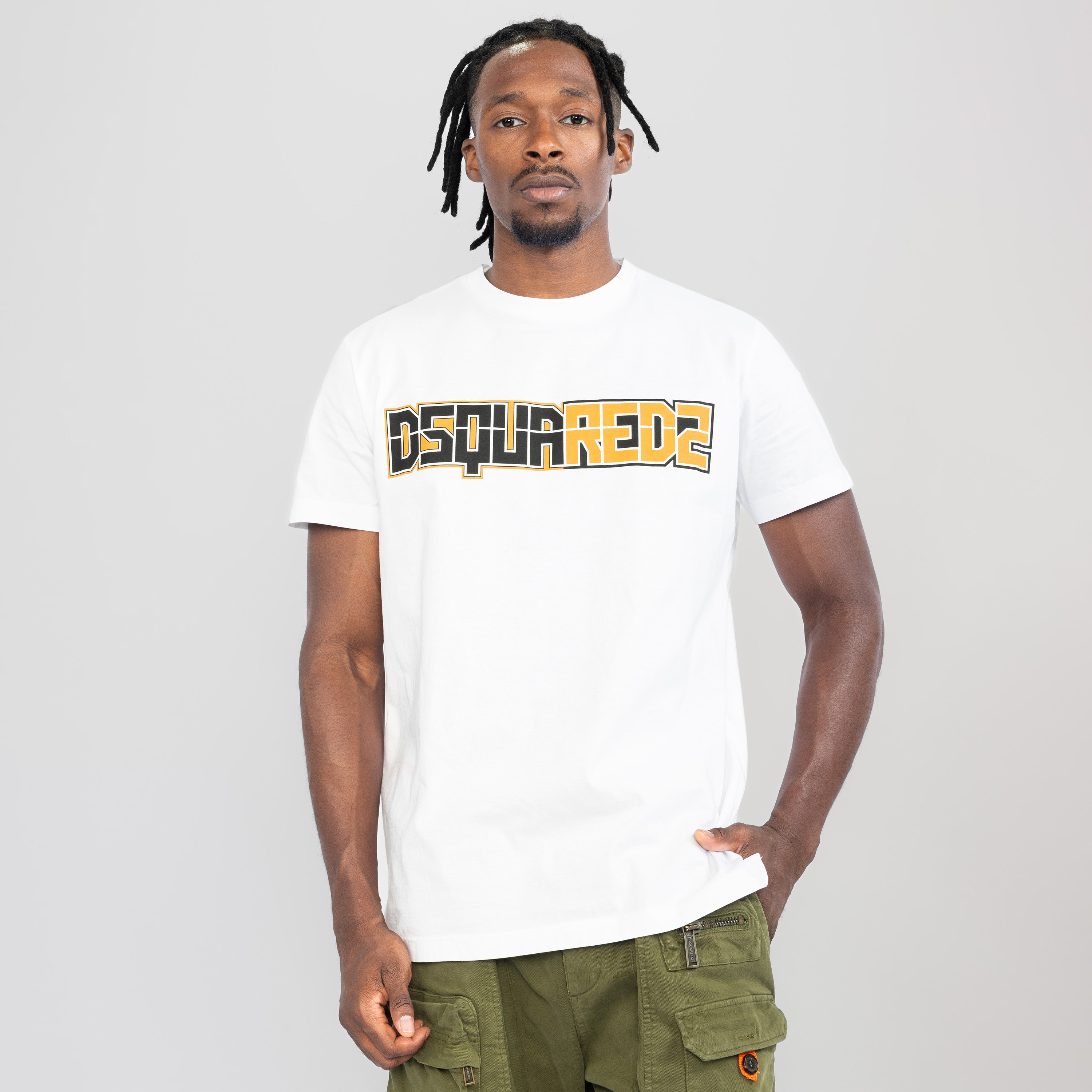 Camiseta Blanca Dsquared2 Orange Logo Print