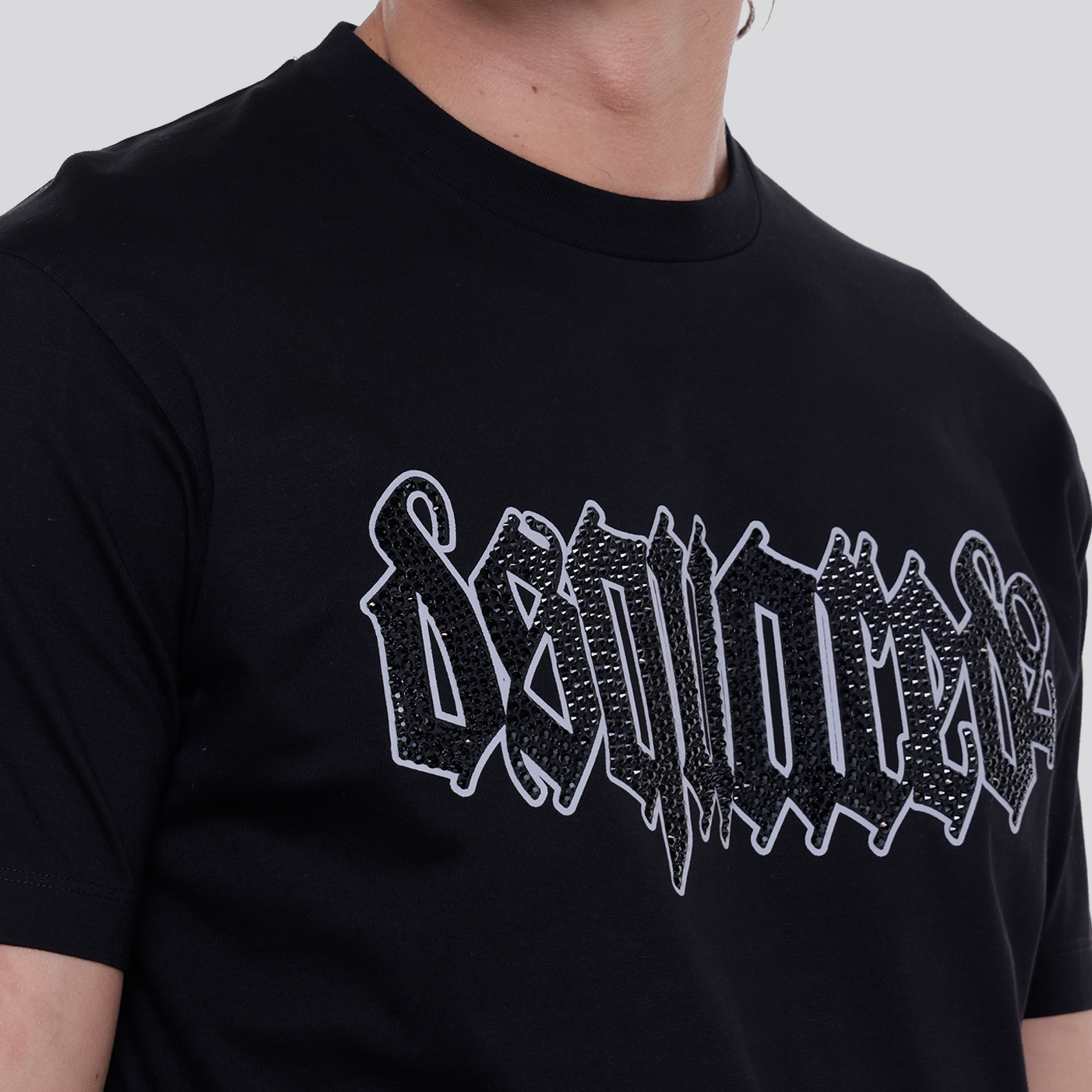 Camiseta Negra Dsquared2 Logo Rhinestones