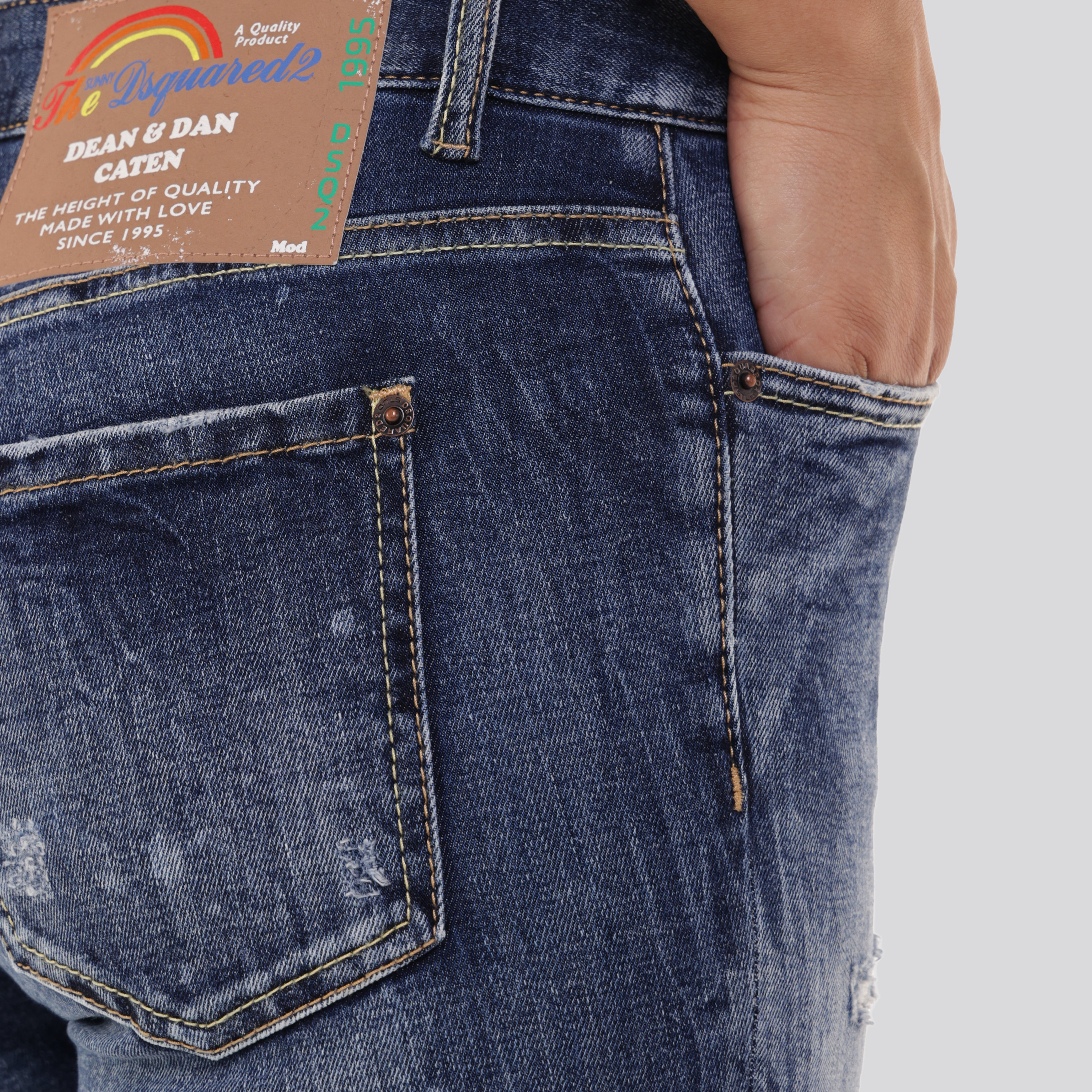 Jeans Denim Dsquared2 Medium Waist Rainbow Patch