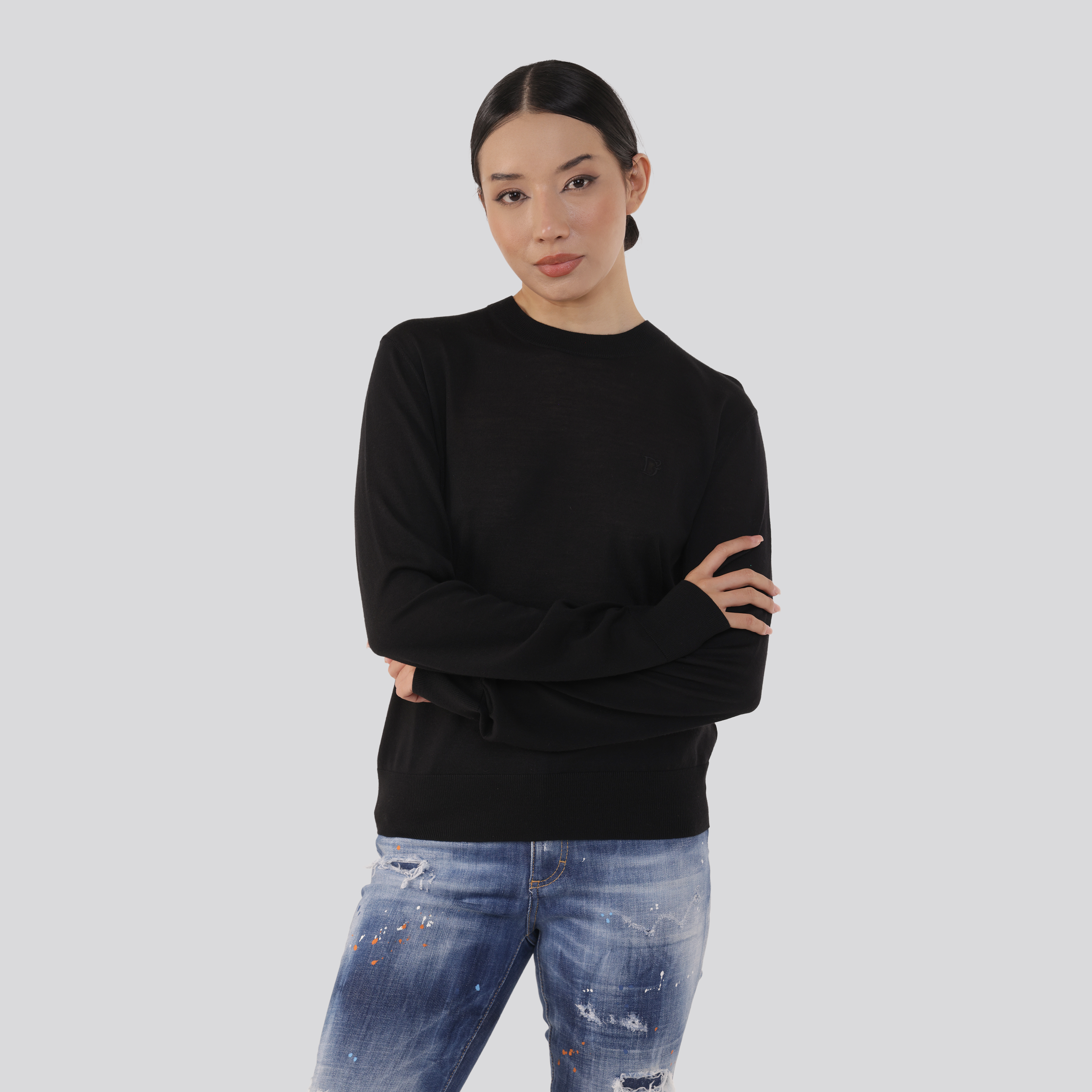 Suéter Negro Dsquared2 D2 Emb Logo