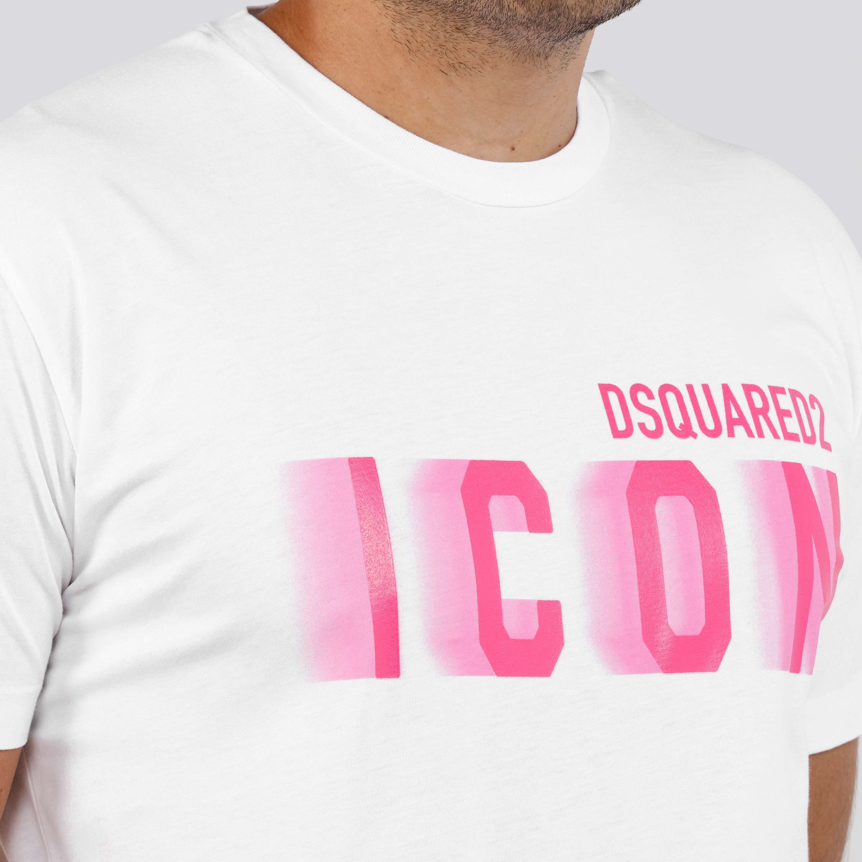 Camiseta Blanca Dsquared2 Fucsia Icon