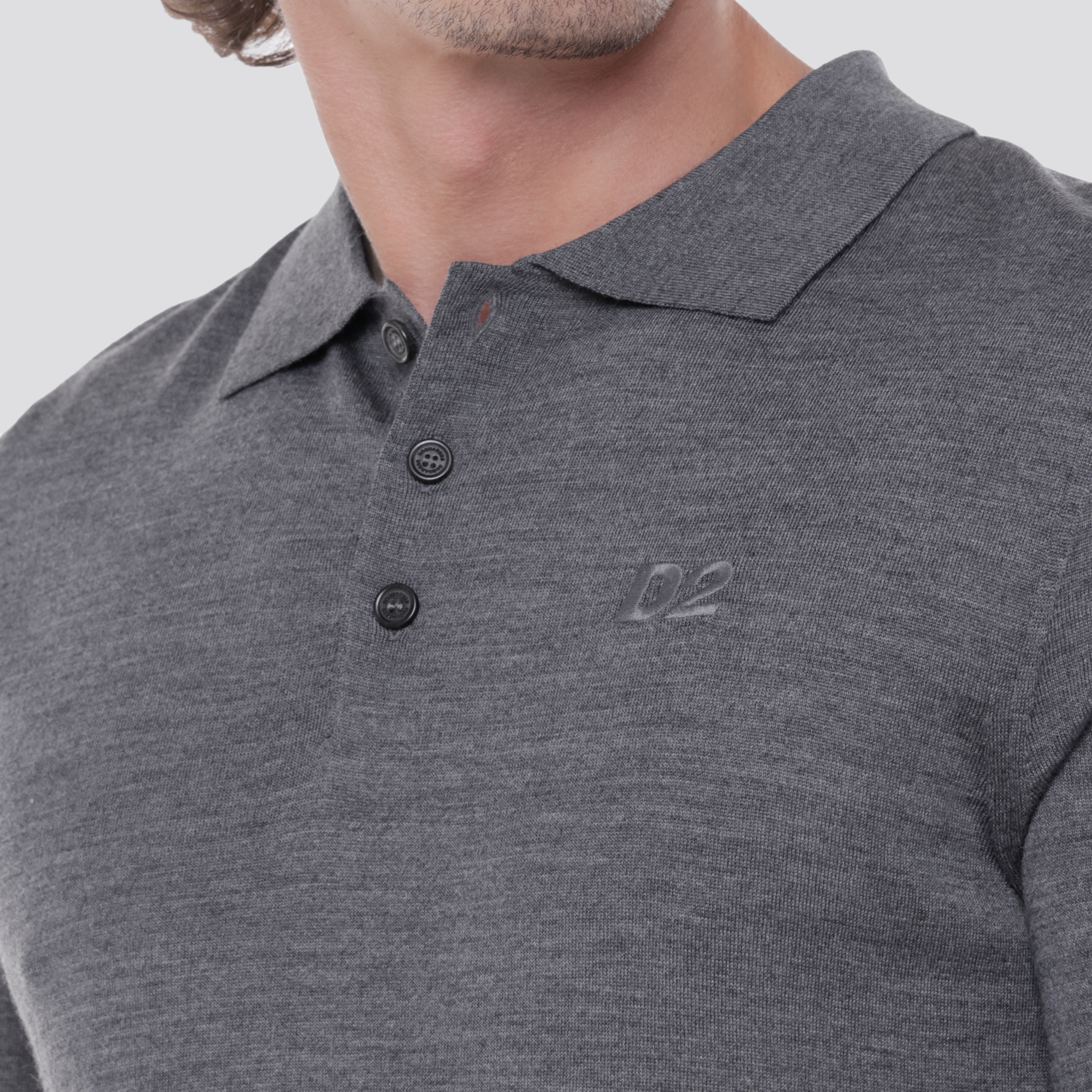 Camiseta Tipo Polo Gris Dsquared2 Embroidered