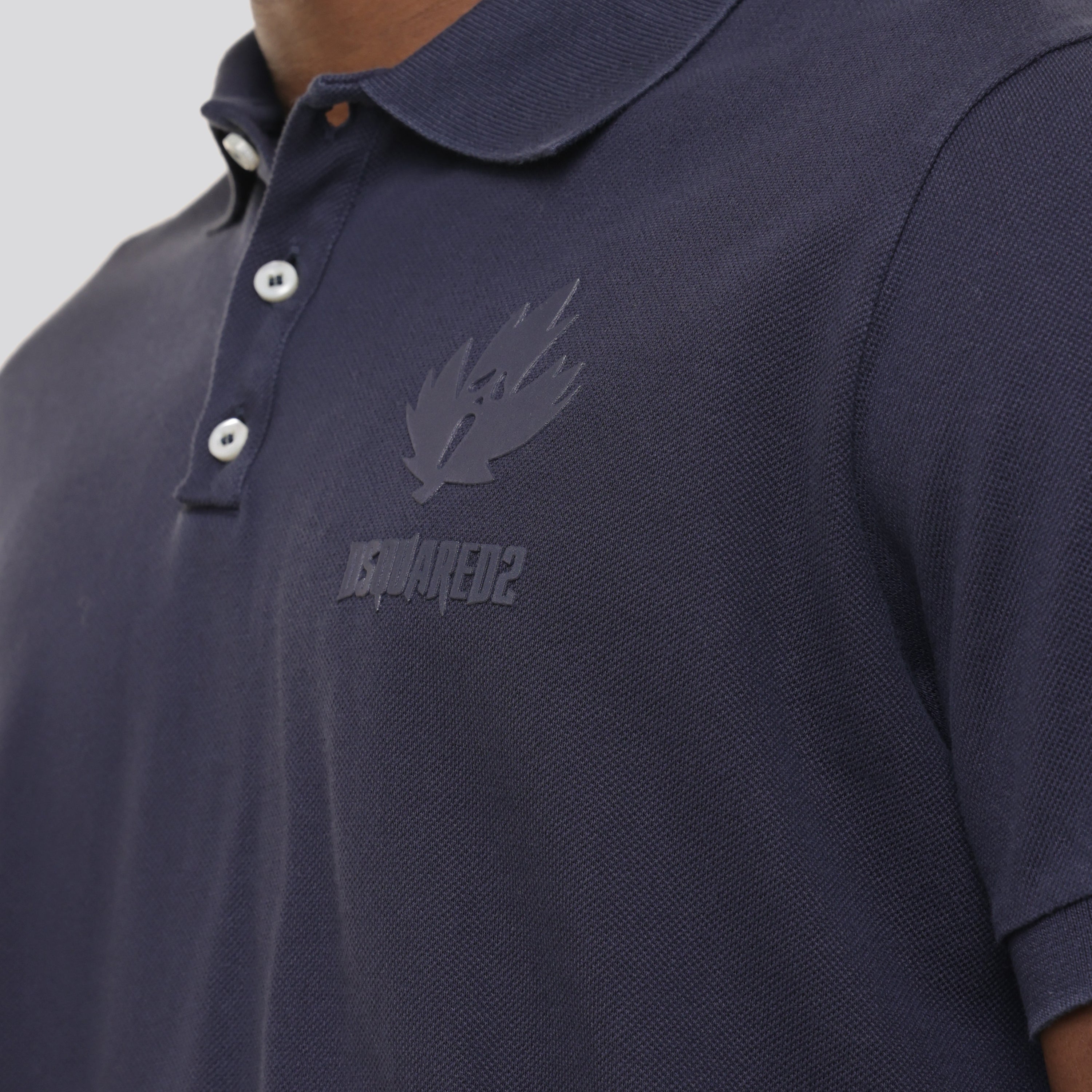 Camiseta Tipo Polo Azul Dsquared2 Leaf Logo