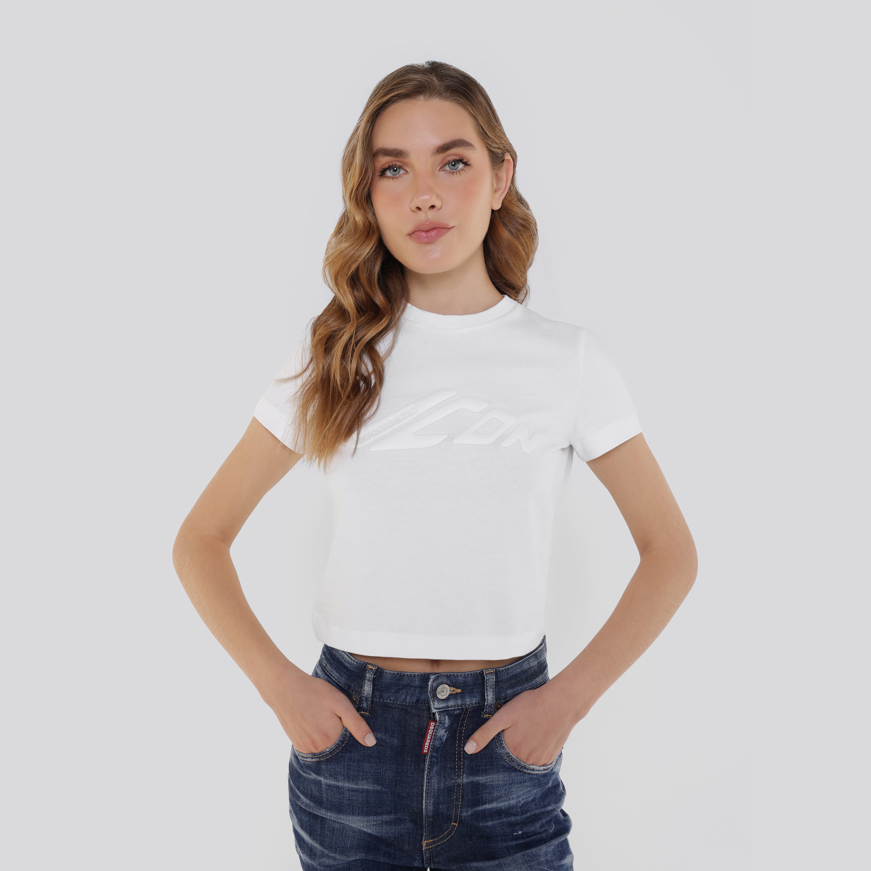 Camiseta Blanca Dsquared2 Icon Cropped