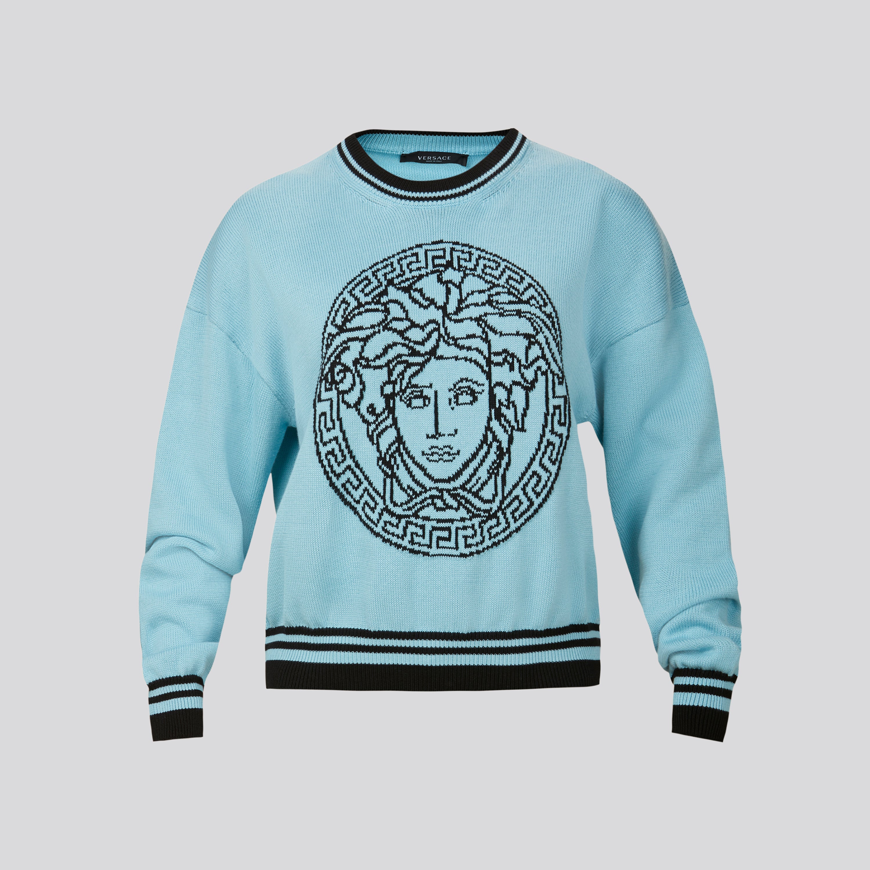 Buzo Azul Versace Intarsia