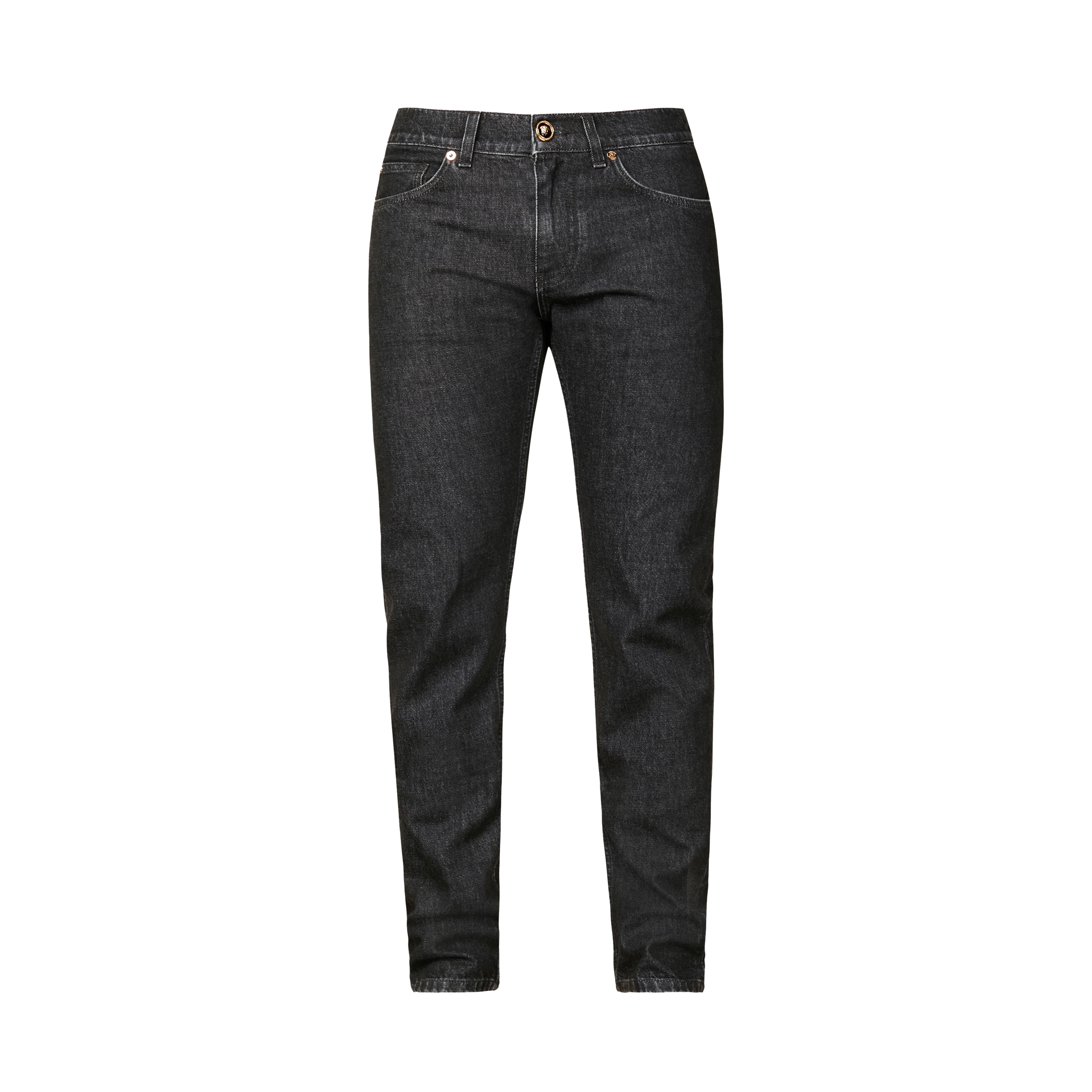 Jeans Negro Versace Bordado Medusa