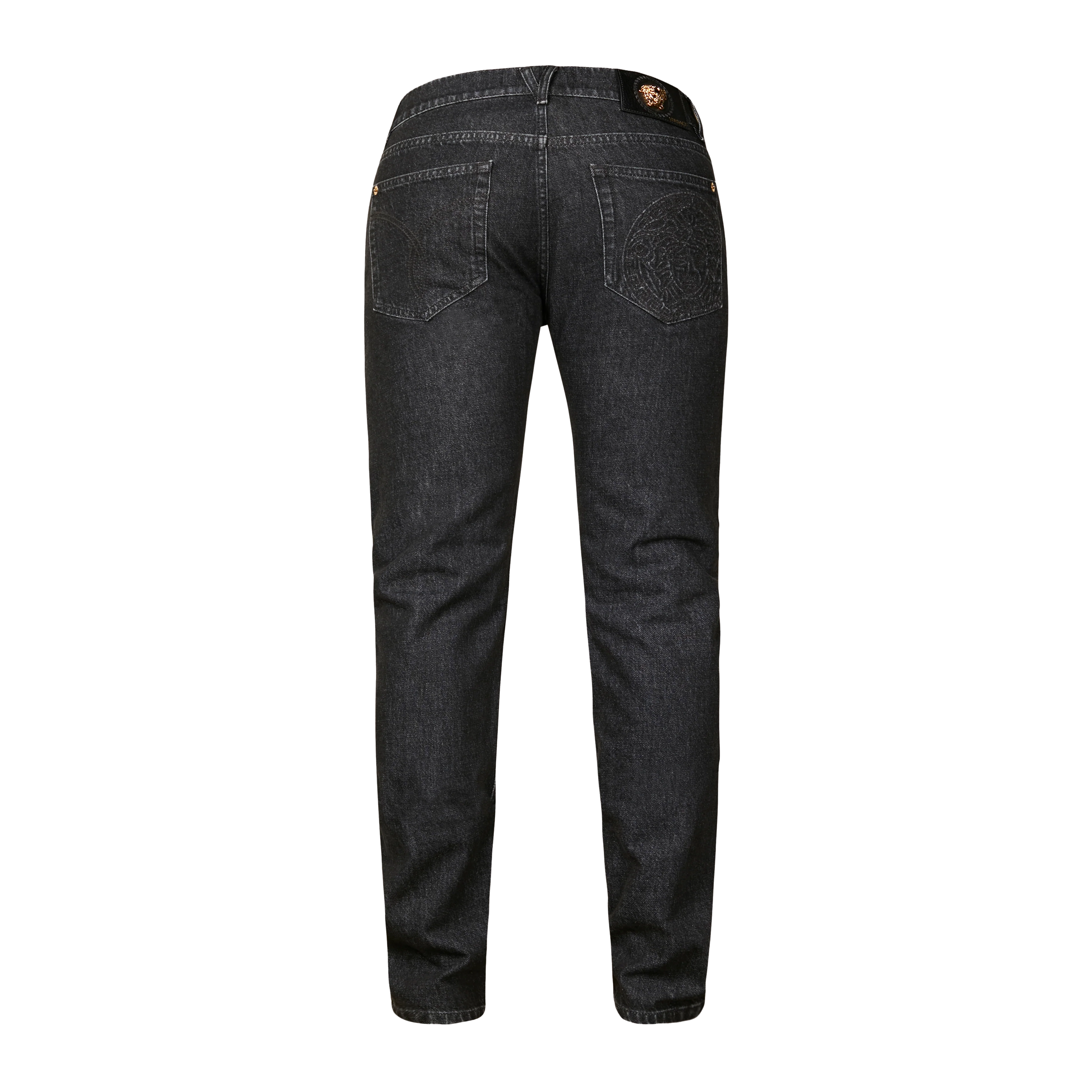 Jeans Negro Versace Bordado Medusa