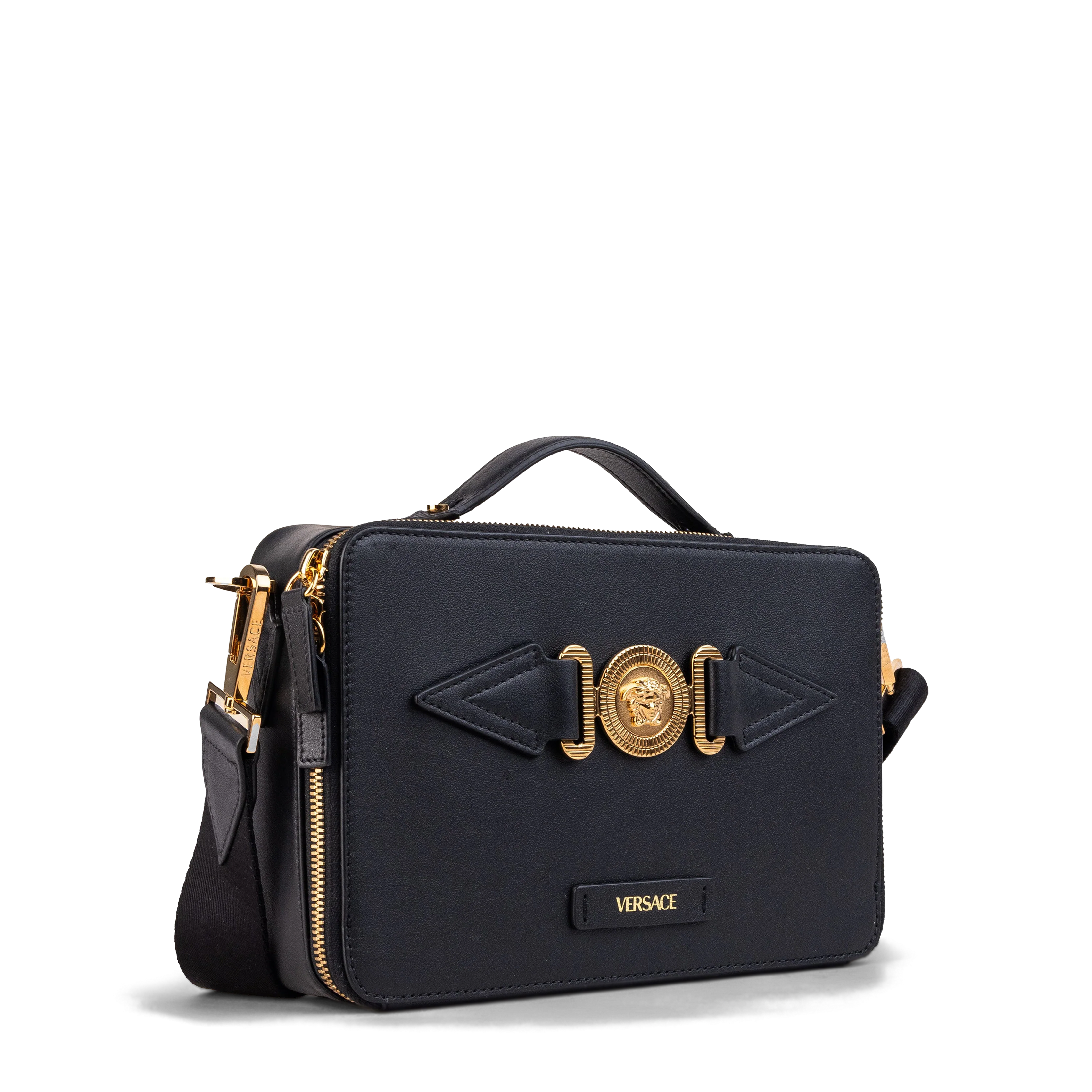 Bolso Negro Versace Medusa Mini Plaque