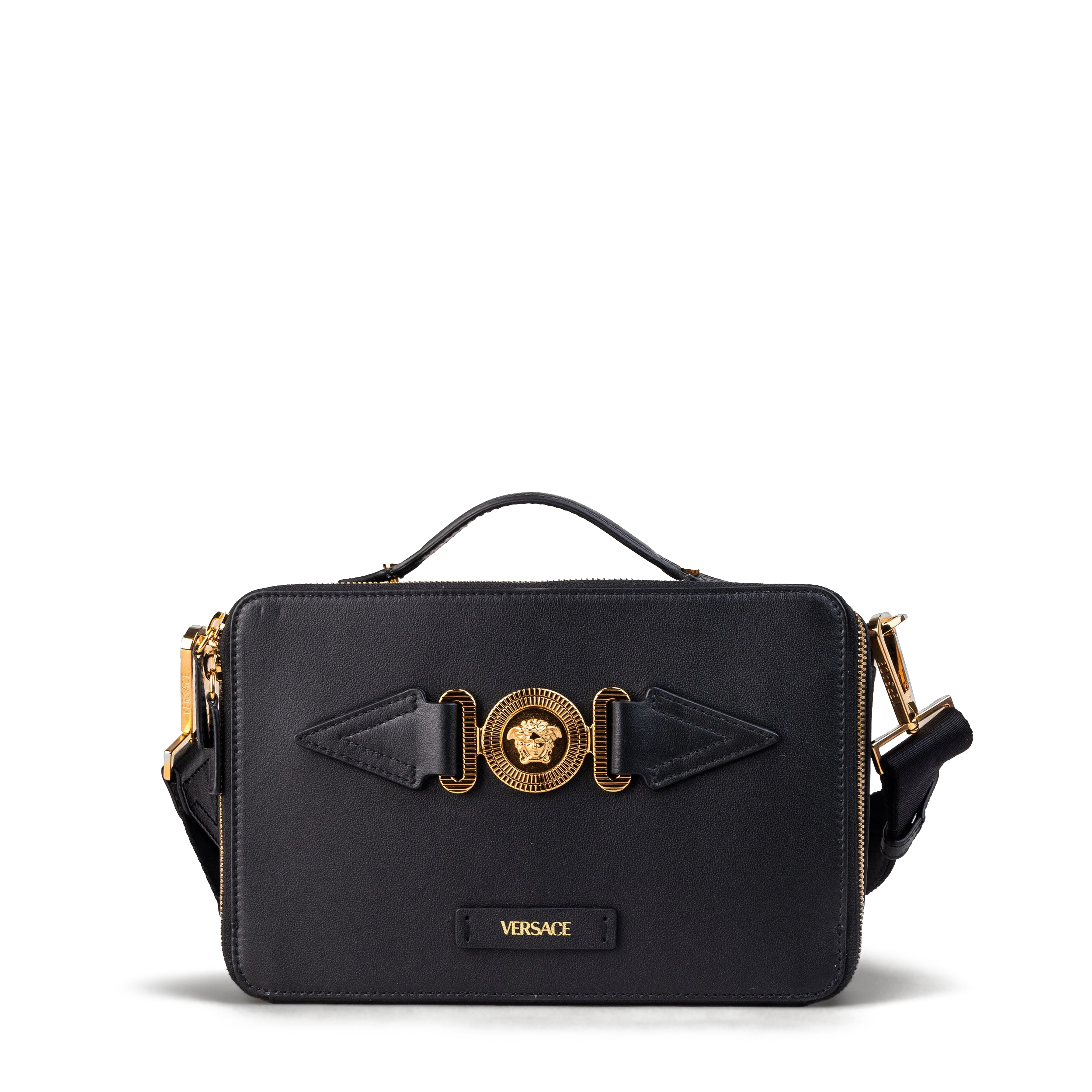 Bolso Negro Versace Medusa Mini Plaque