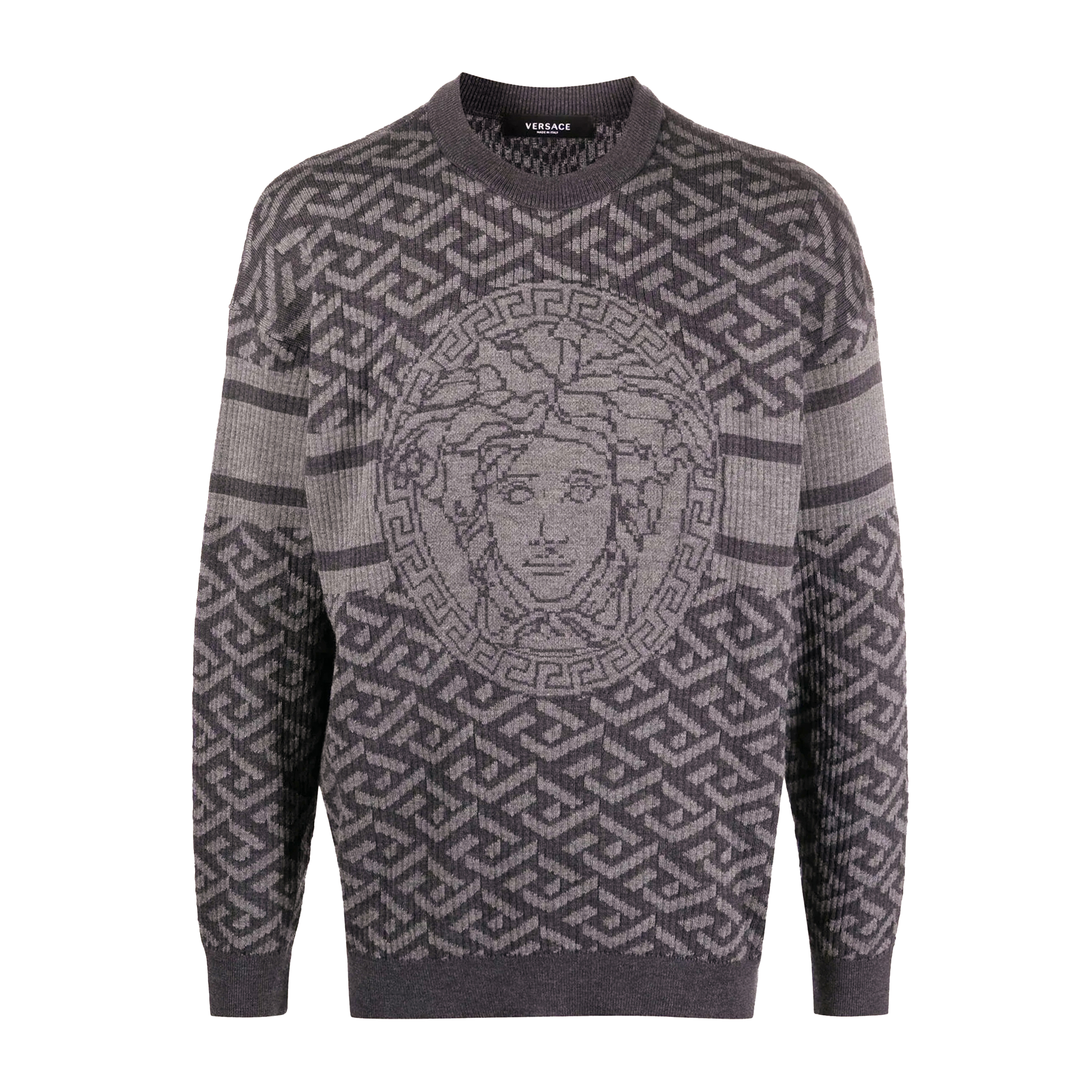 Suéter Gris Versace Medusa Greca