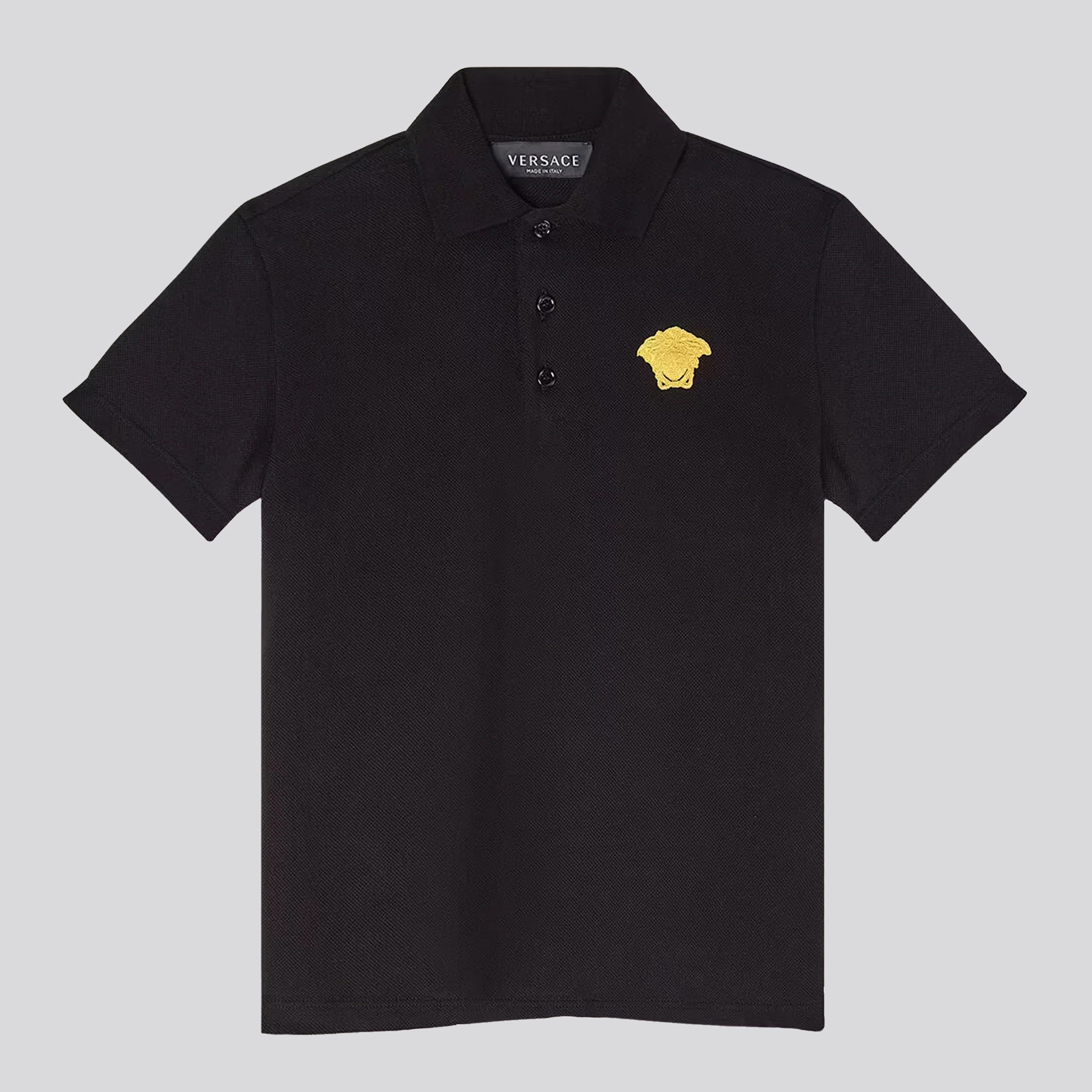 Camiseta Tipo Polo Negra Versace Medusa