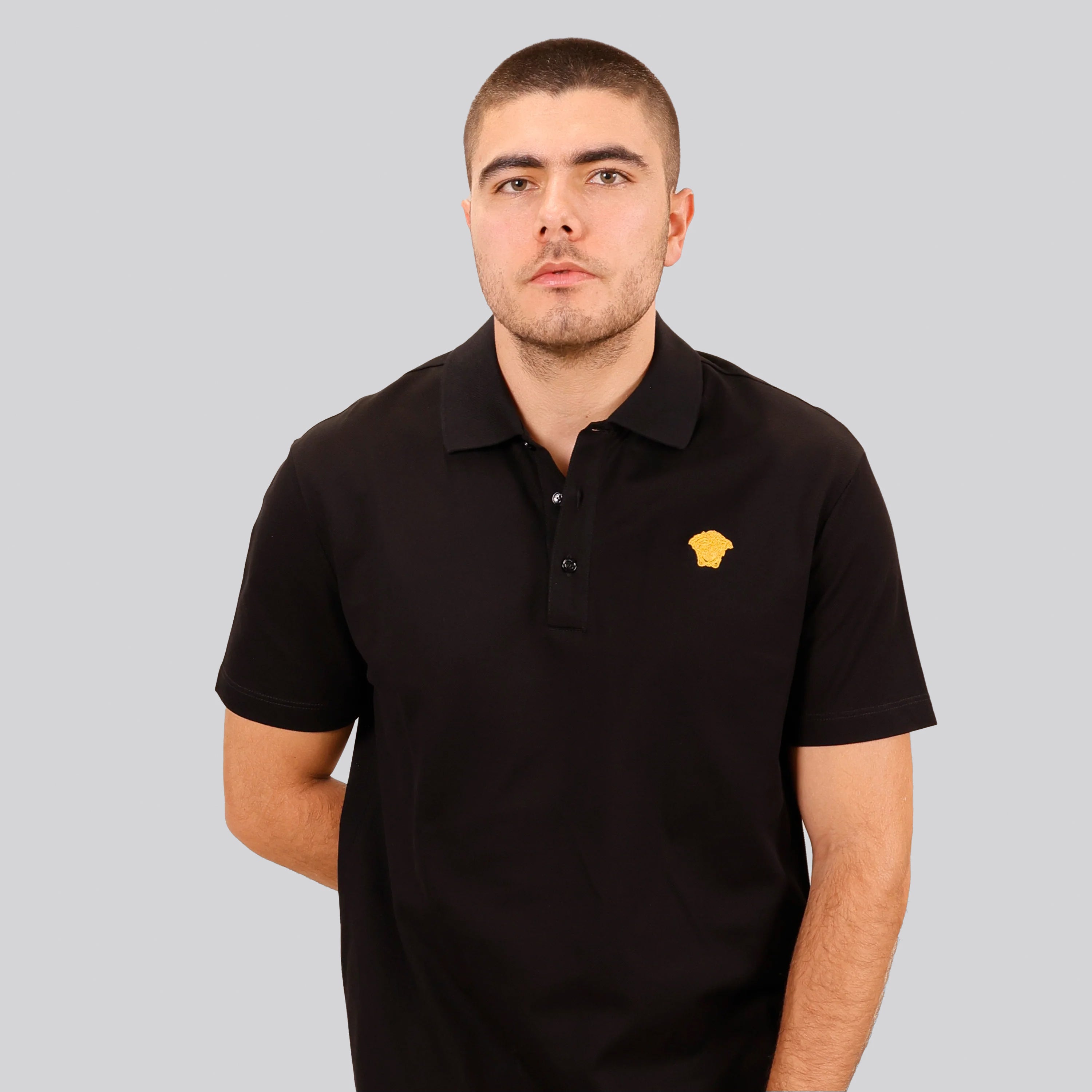 Camiseta Tipo Polo Negra Versace Medusa