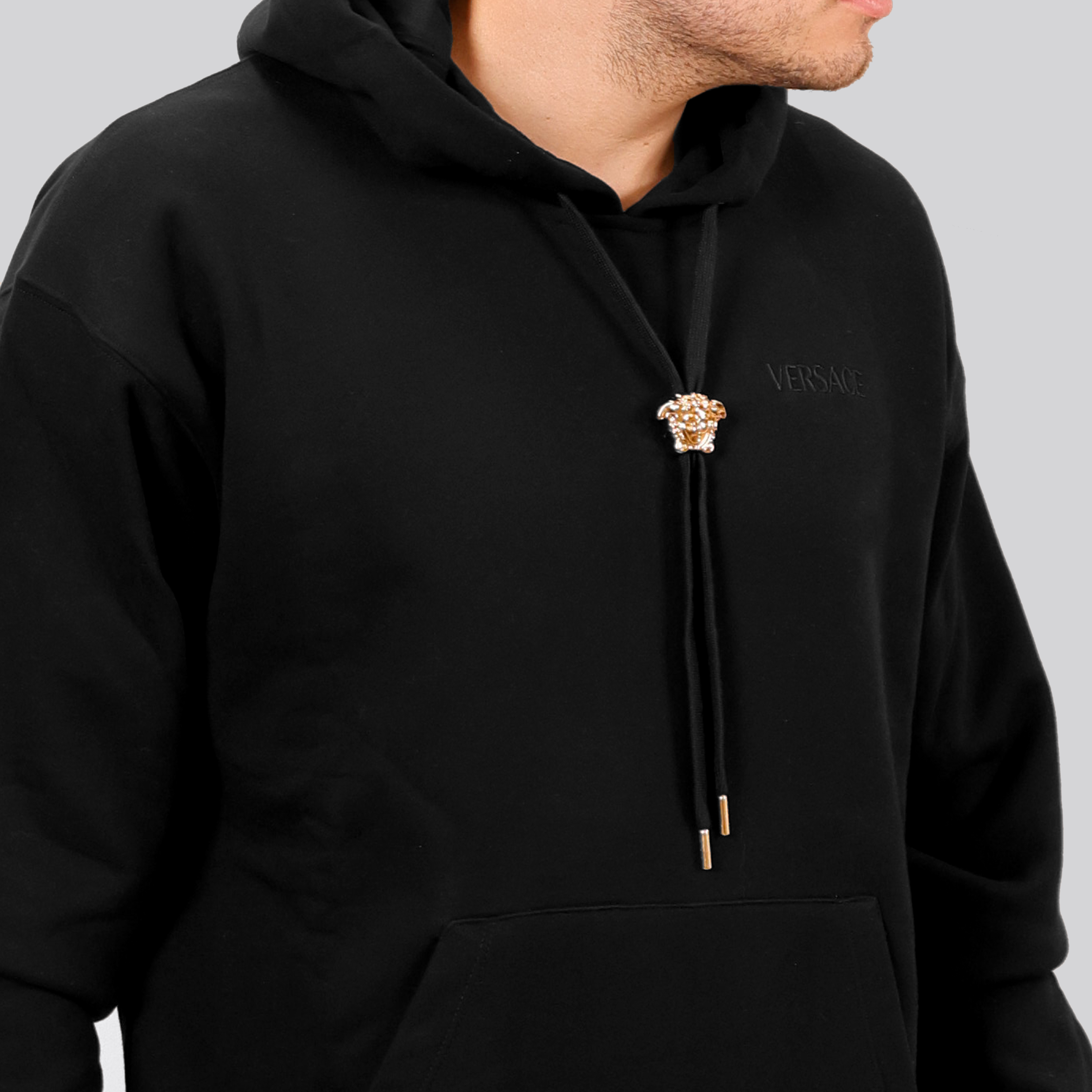 Buzo Tipo Hoodie Negro Versace Medusa Laces