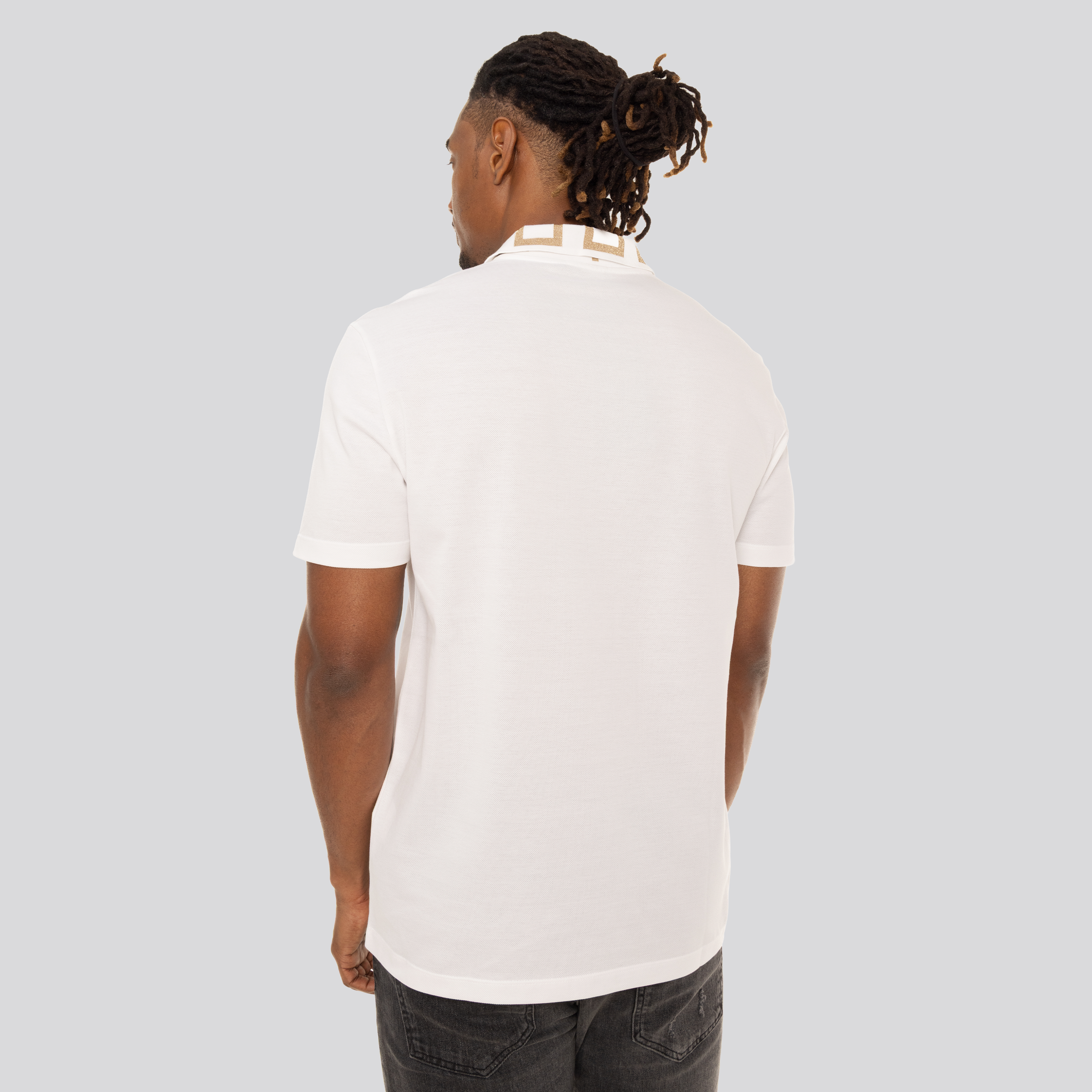 Camiseta Tipo Polo Blanca Versace Greca
