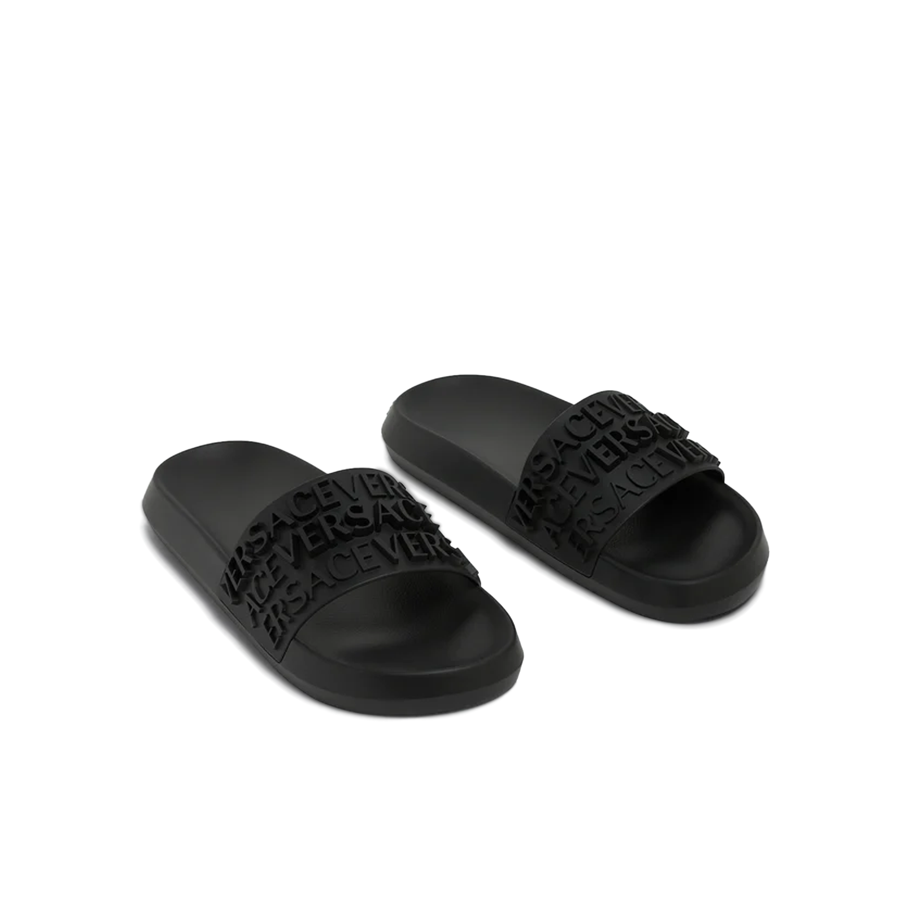 Sandalias Negras Versace Multilogo