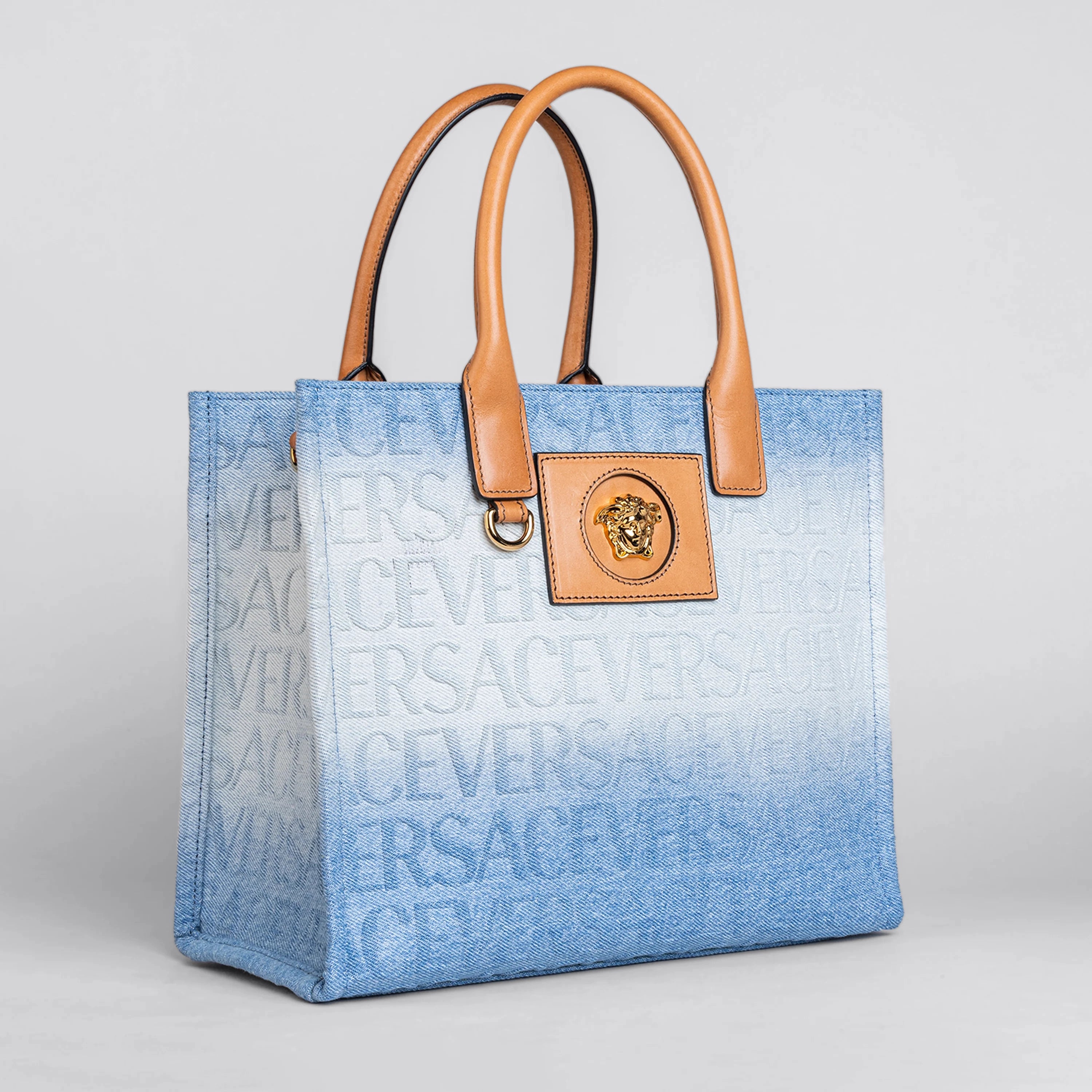 Cartera Azul Versace Mediano Monogram La Medusa Tote