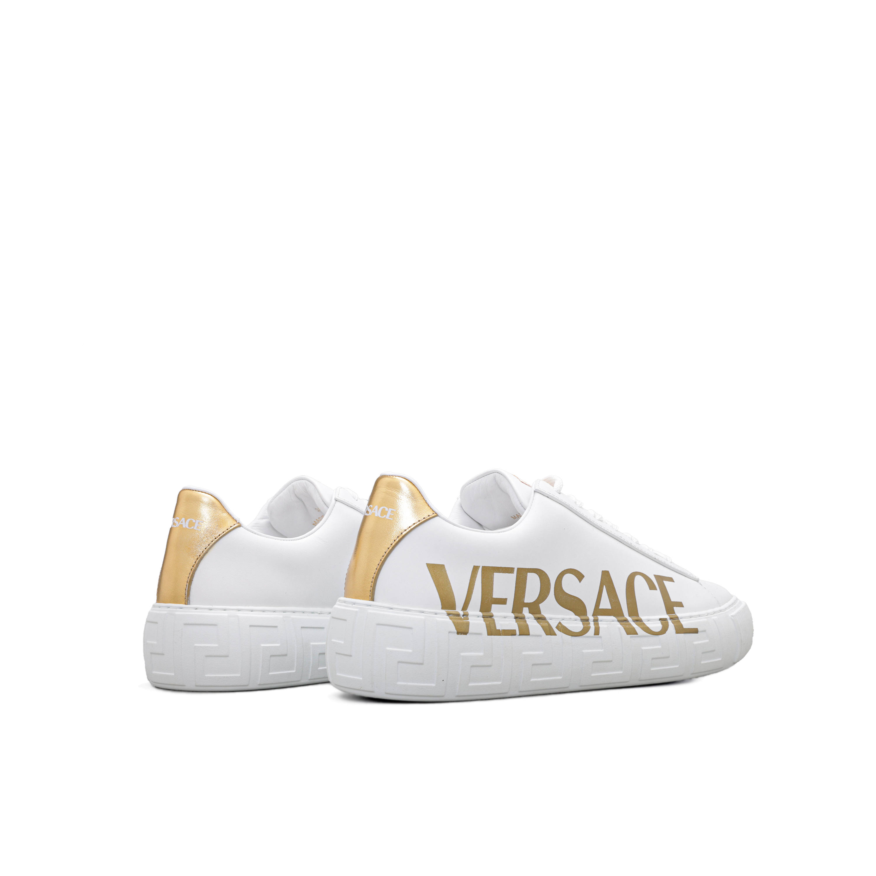 Sneakers Blanco Versace Gold Logo La Greca