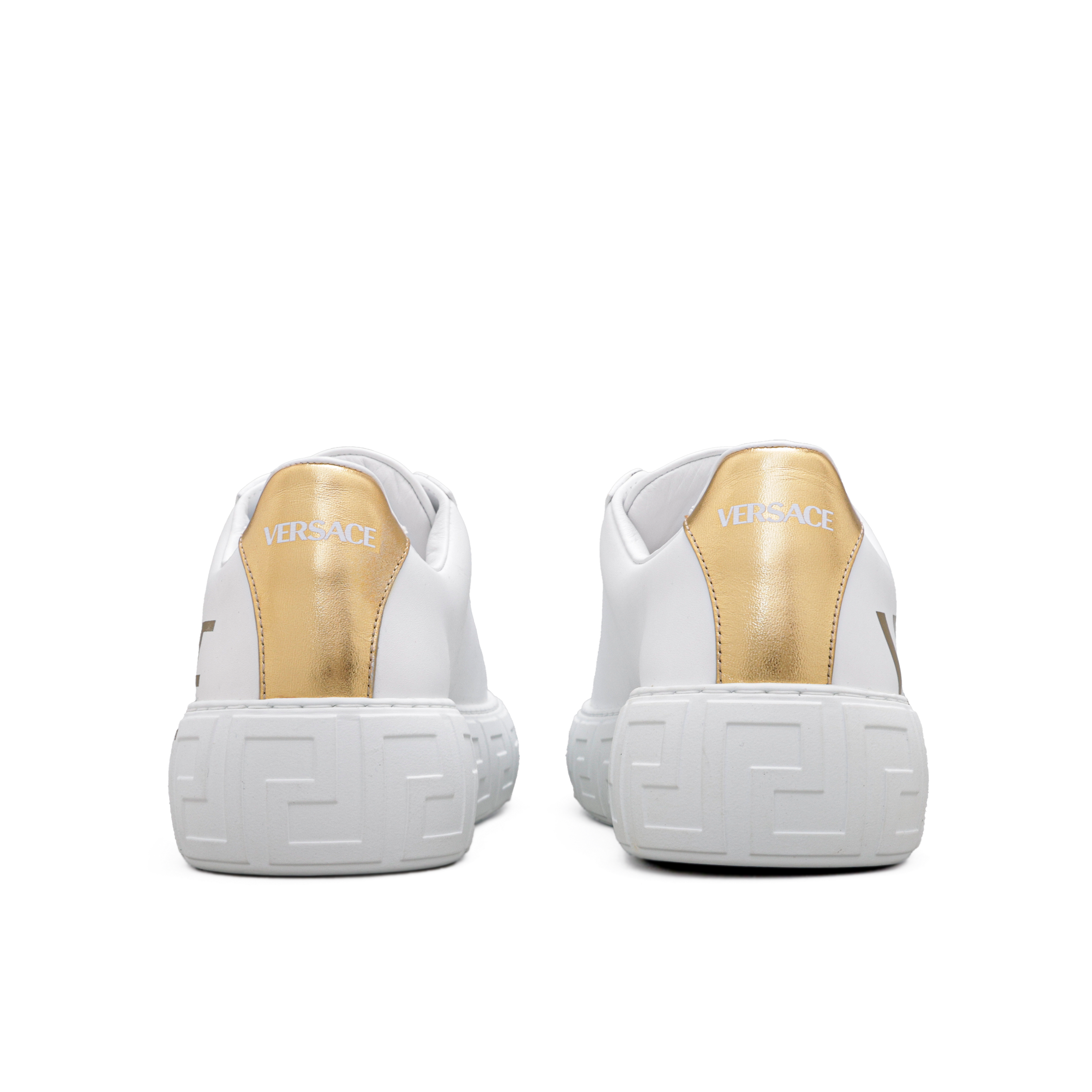 Sneakers Blanco Versace Gold Logo La Greca