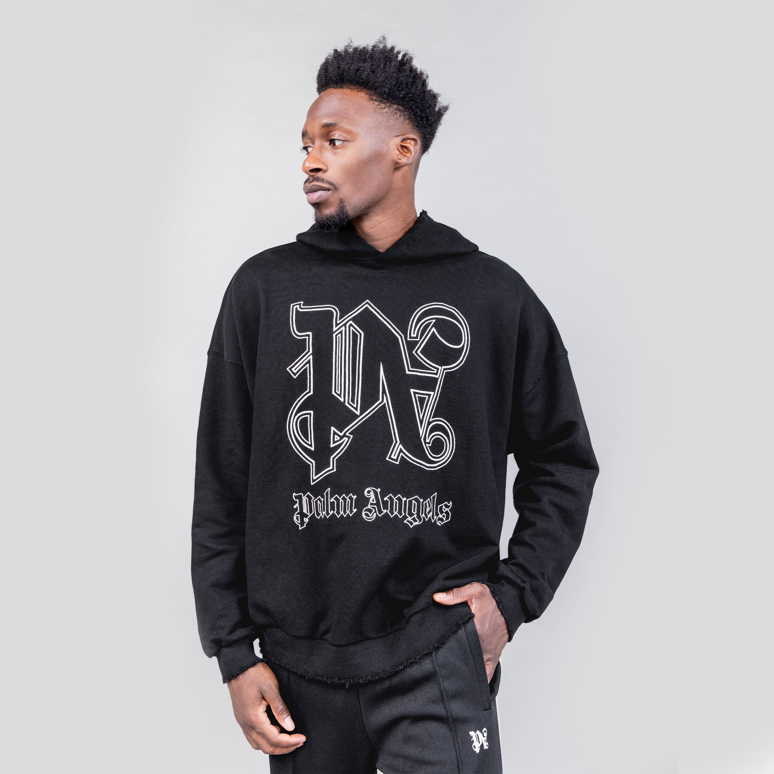 Buzo Tipo Hoodie Negro Palm Angels PA Monogram