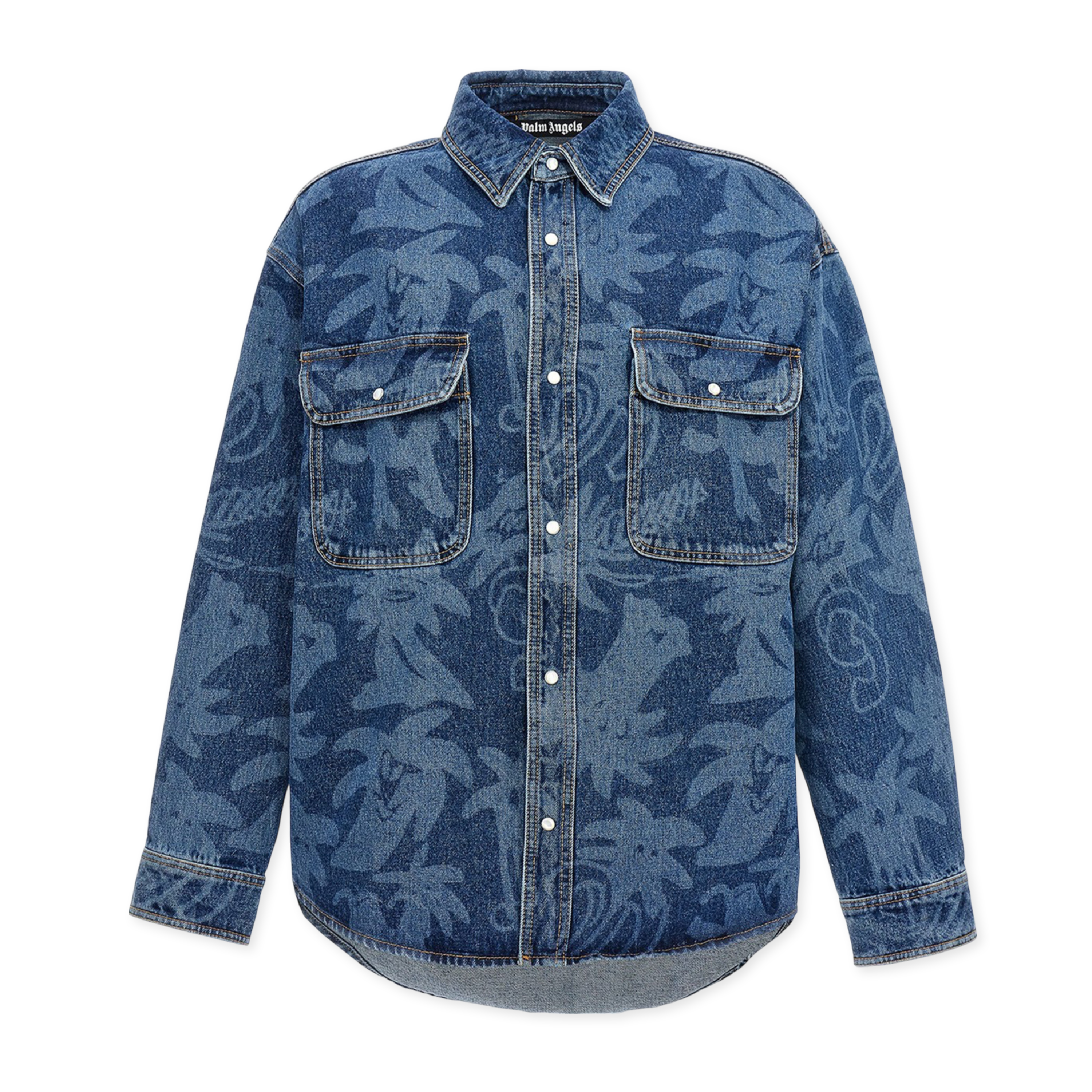 Camisa Denim Palm Angels Palmity Allover
