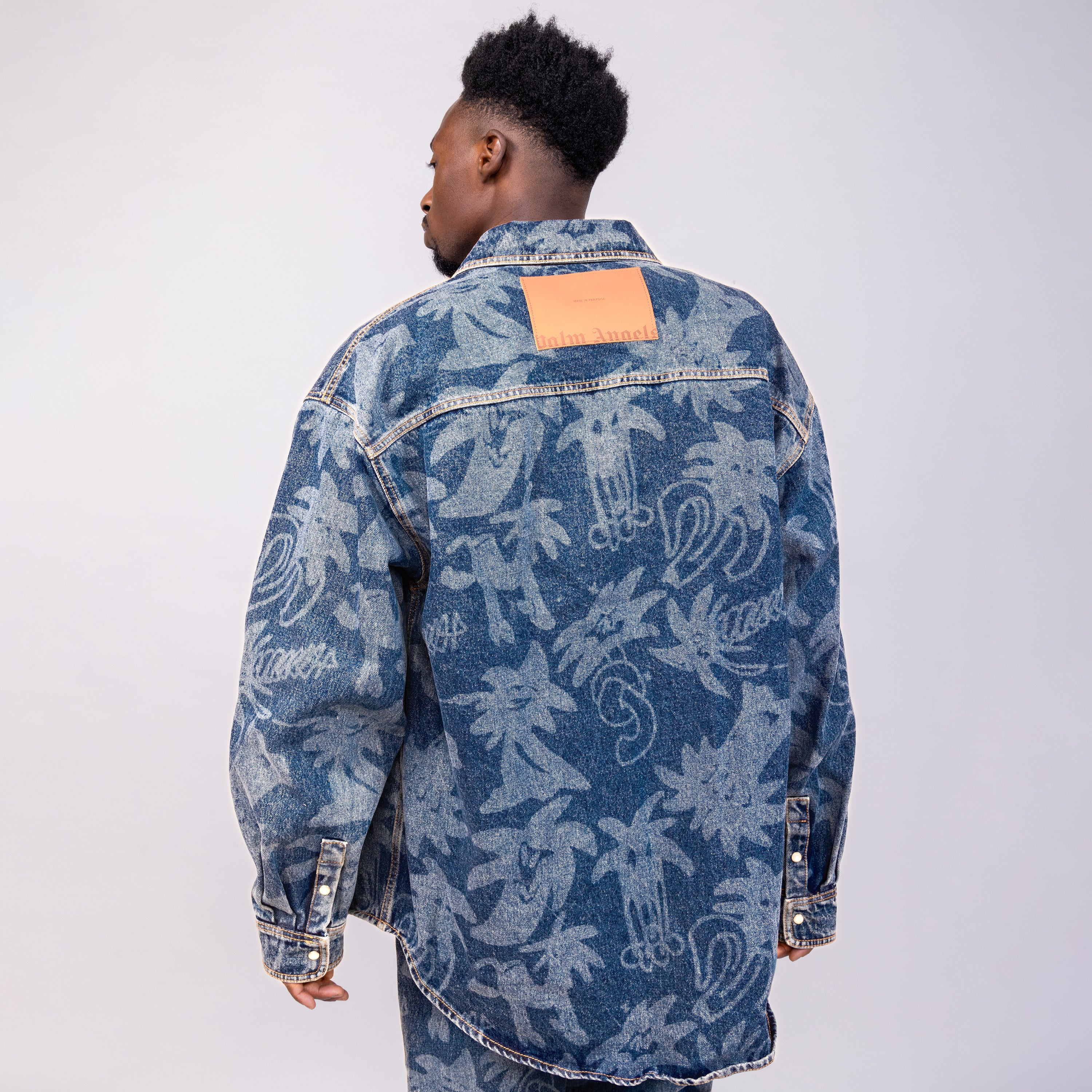 Camisa Denim Palm Angels Palmity Allover
