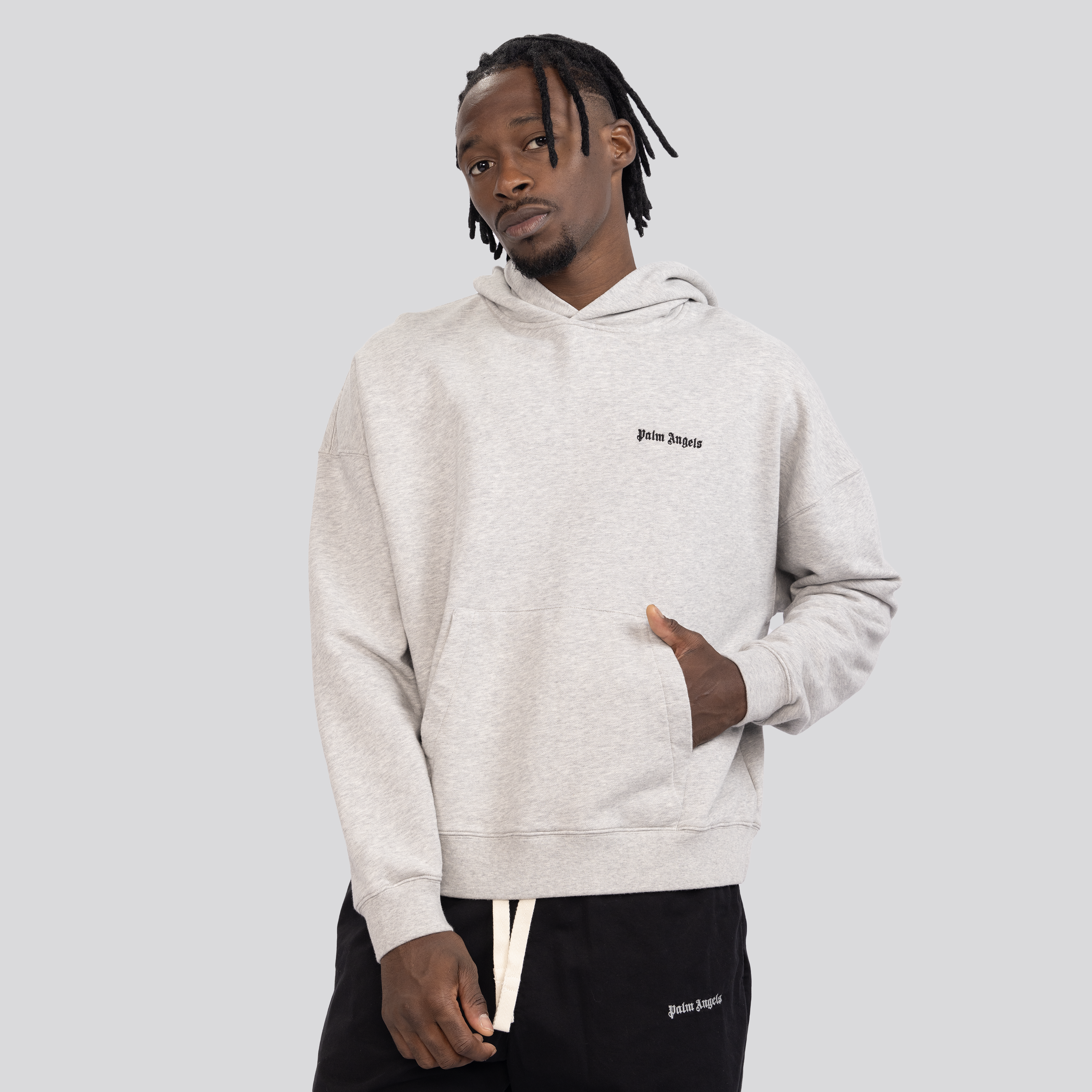 Buzo Tipo Hoodie Gris Palm Angels Embroidered Logo