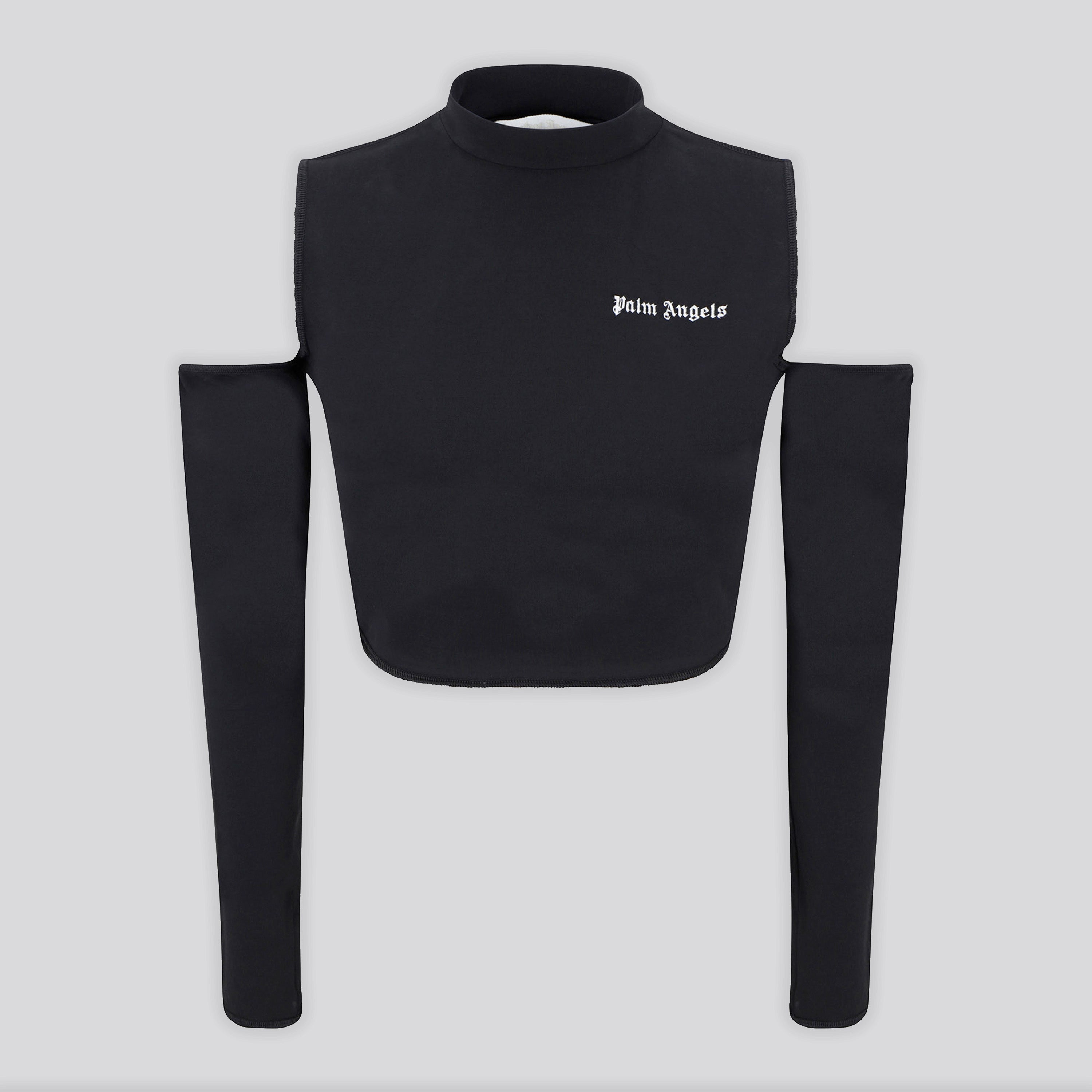 Top Negro Palm Angels Logo Cutout