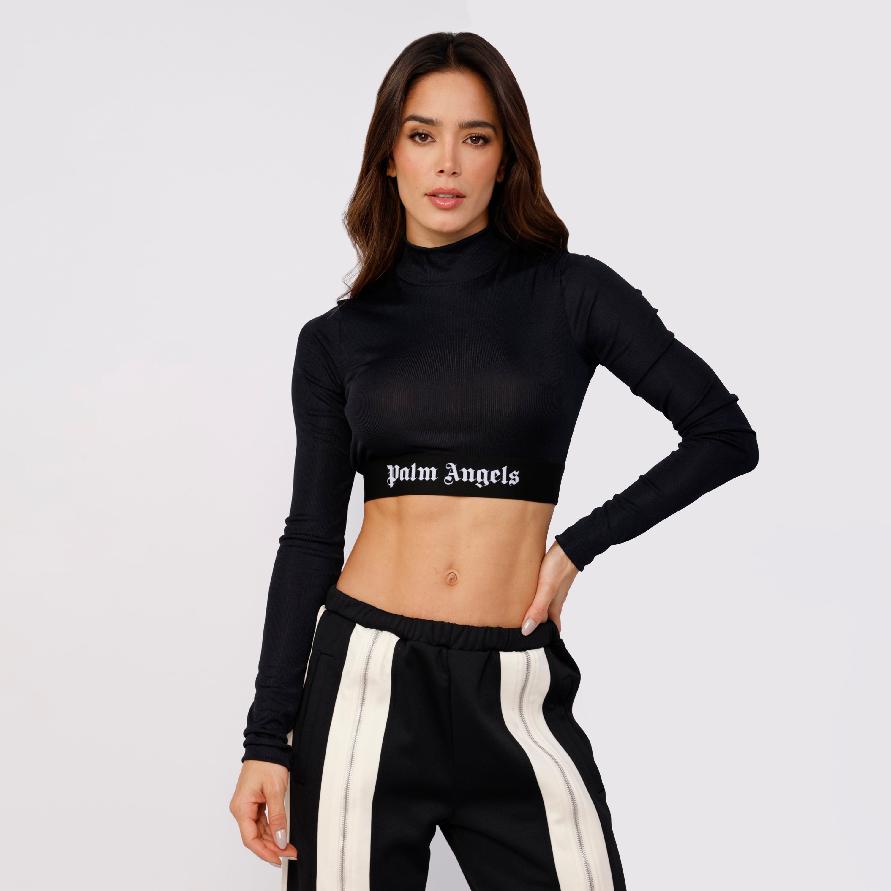 Top Negro Palm Angels Logo Tape