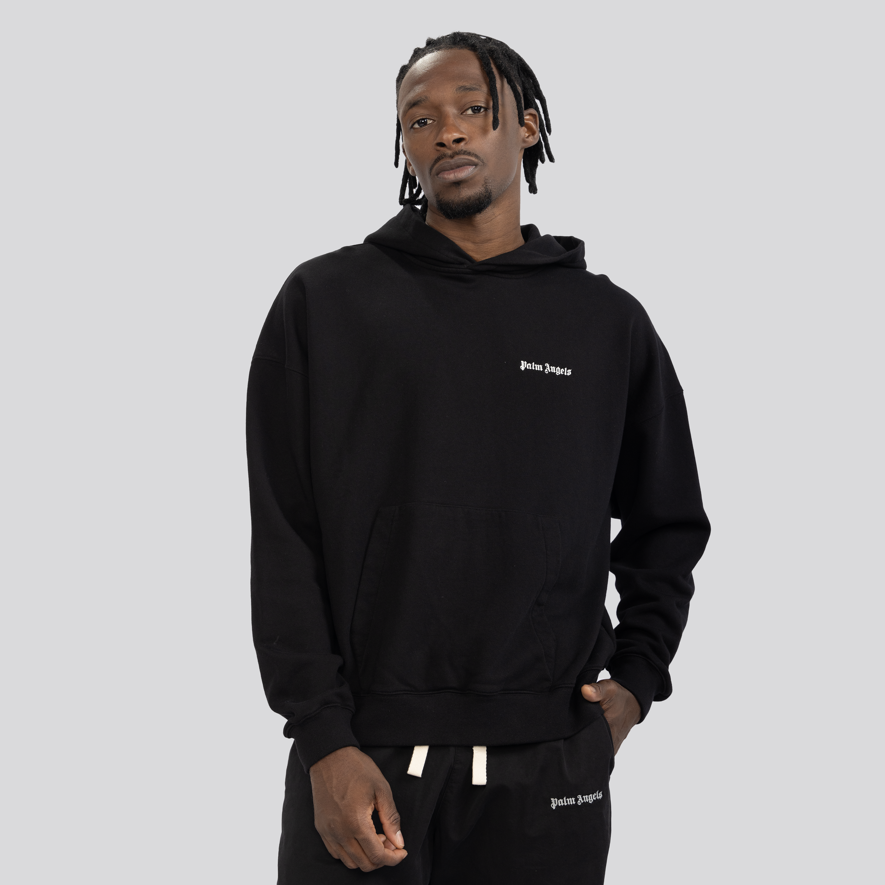 Buzo Tipo Hoodie Negro Palm Angels Embroidered Logo
