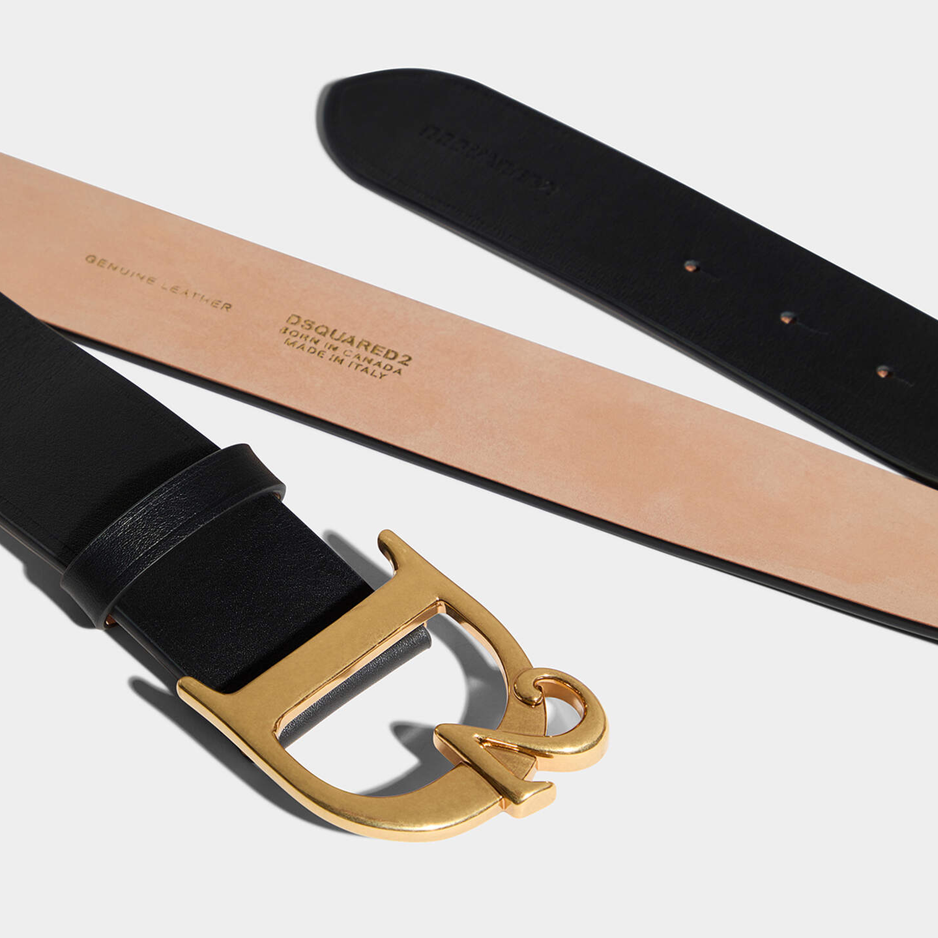 Cinturón Negro Dsquared2 D2 Gold Plaque