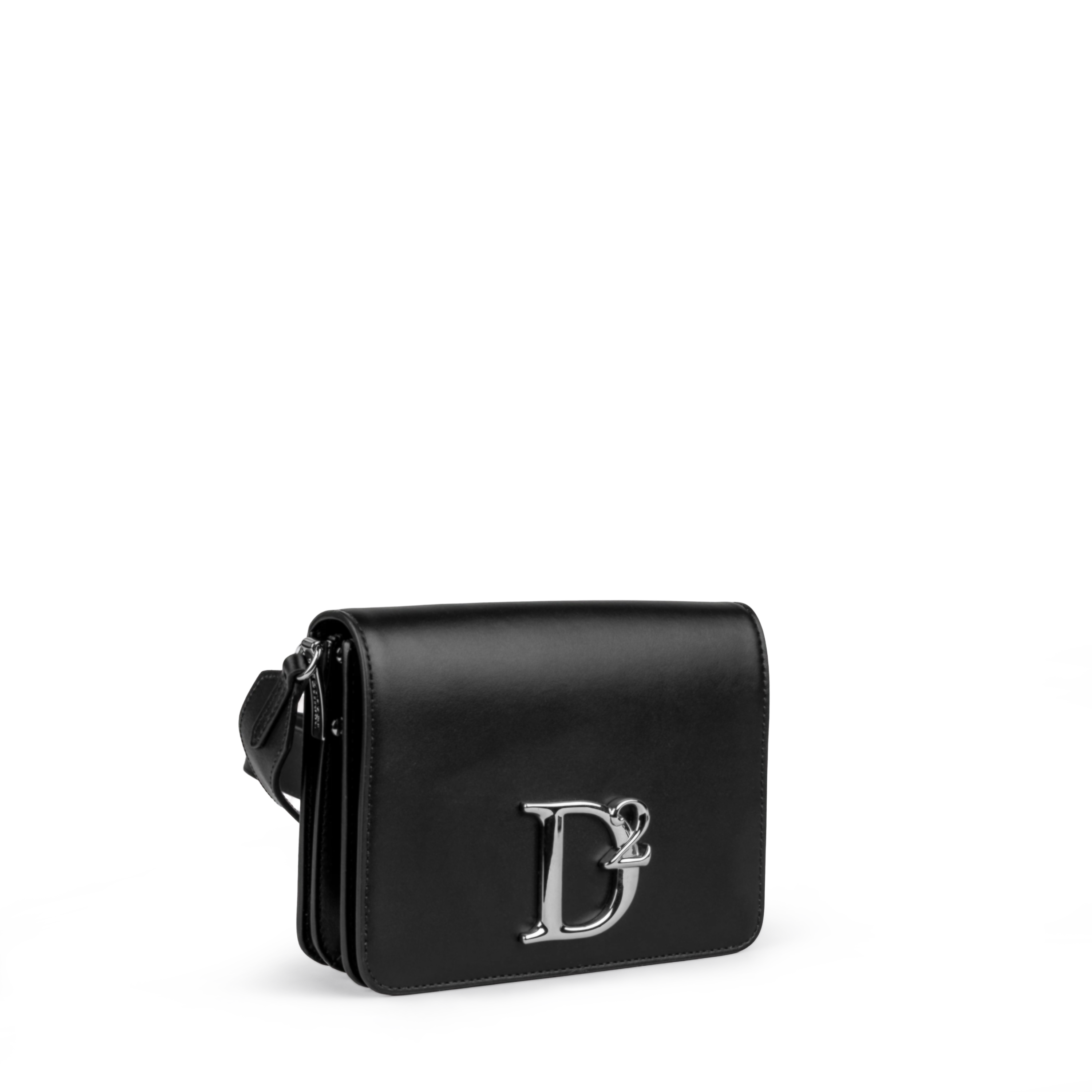 Bolso Negro Dsquared2 Placa Plateada