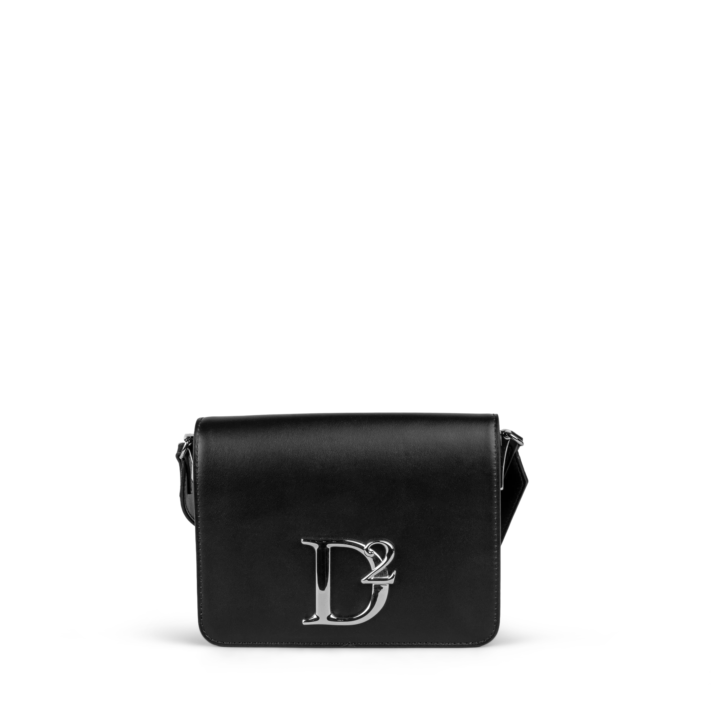 Bolso Negro Dsquared2 Placa Plateada