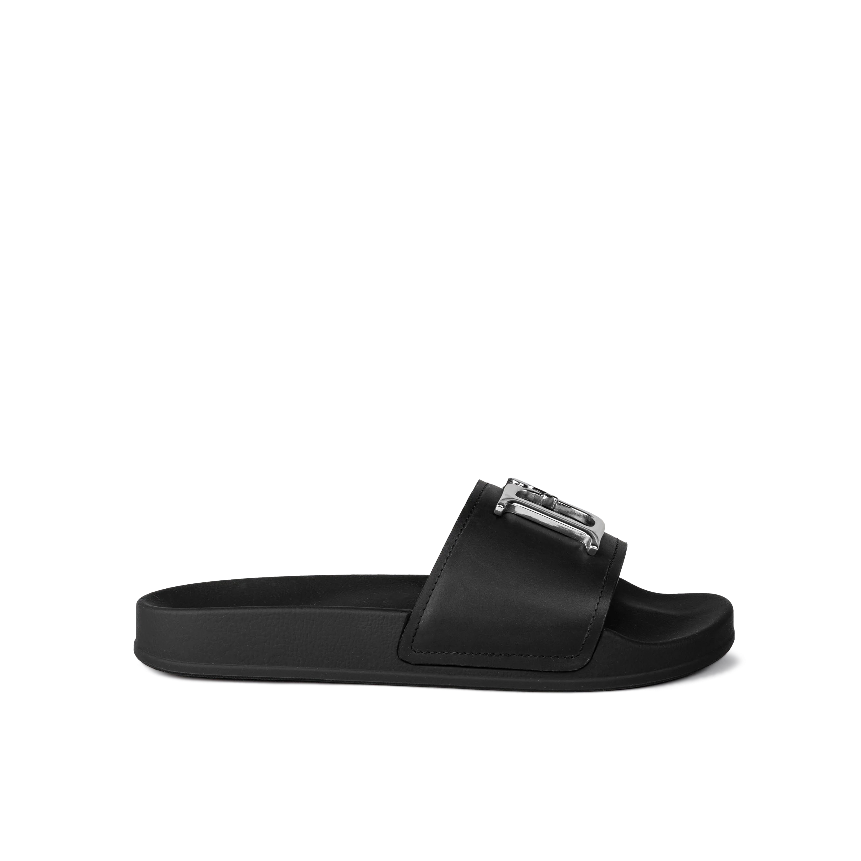 Sandalias Negras Dsquared2 Placa Plateada