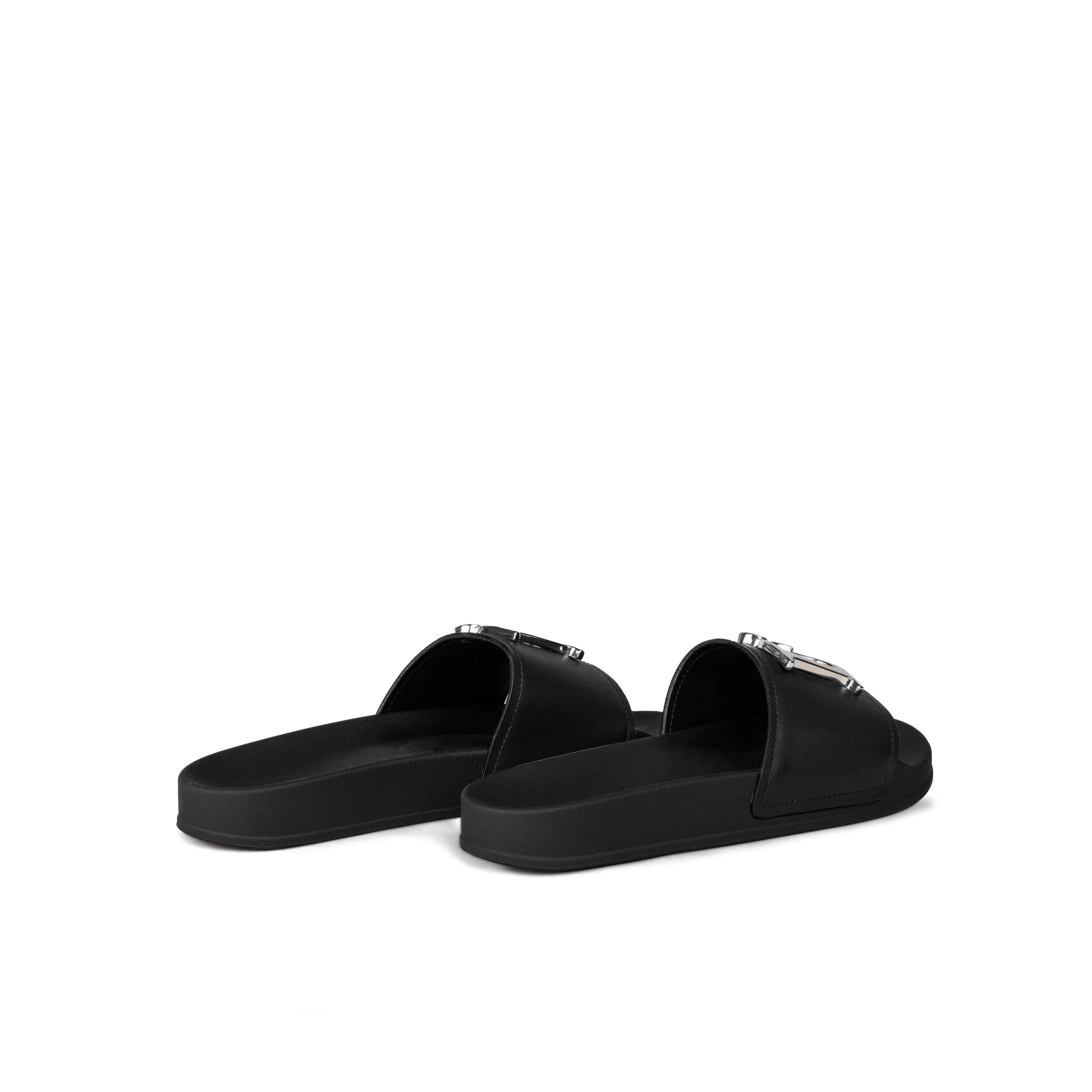 Sandalias Negras Dsquared2 Placa Plateada