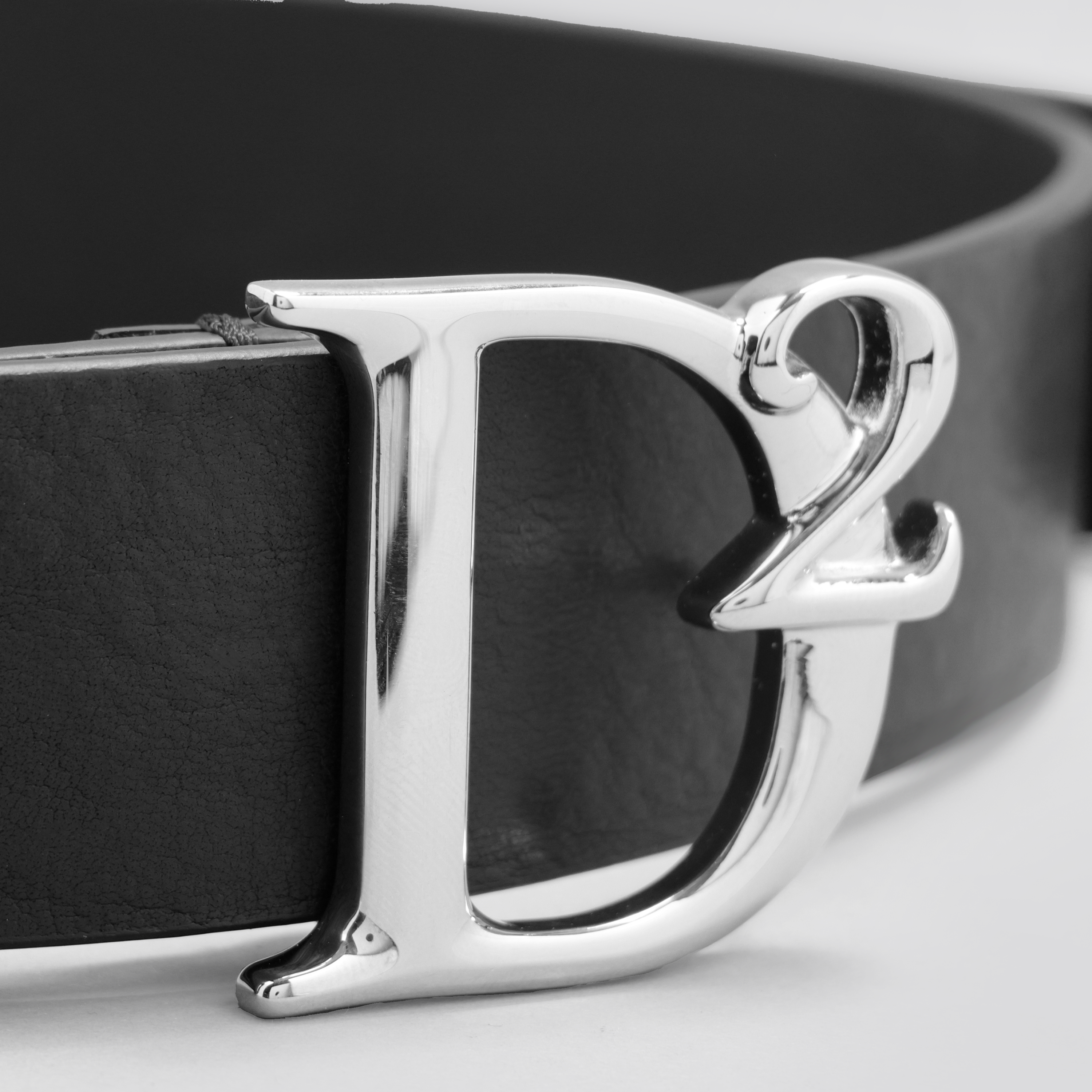 Cinturón Negro Dsquared2 Siver Plaque