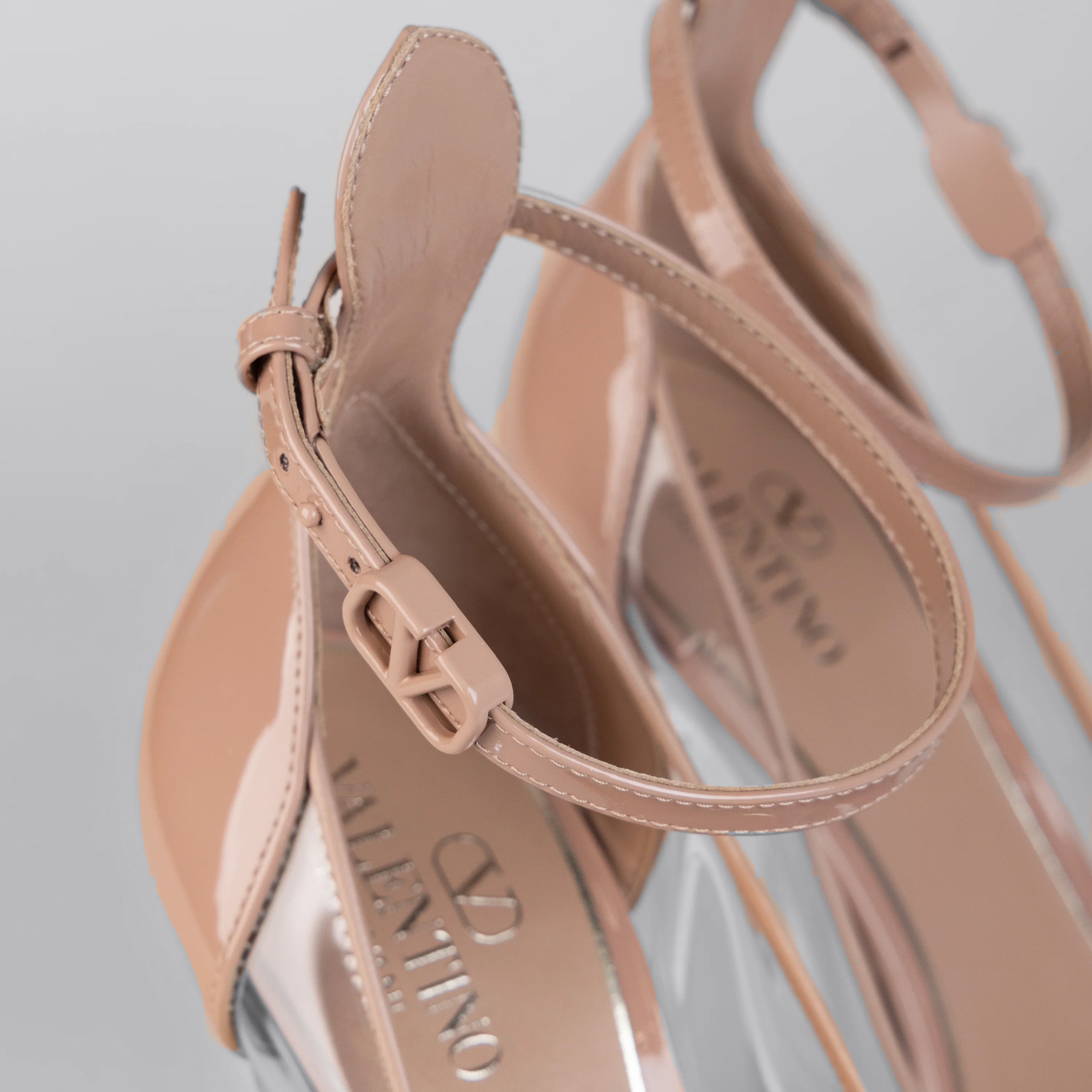 Tacones Rose Cannelle Transparente Valentino Tan-Go 155 mm