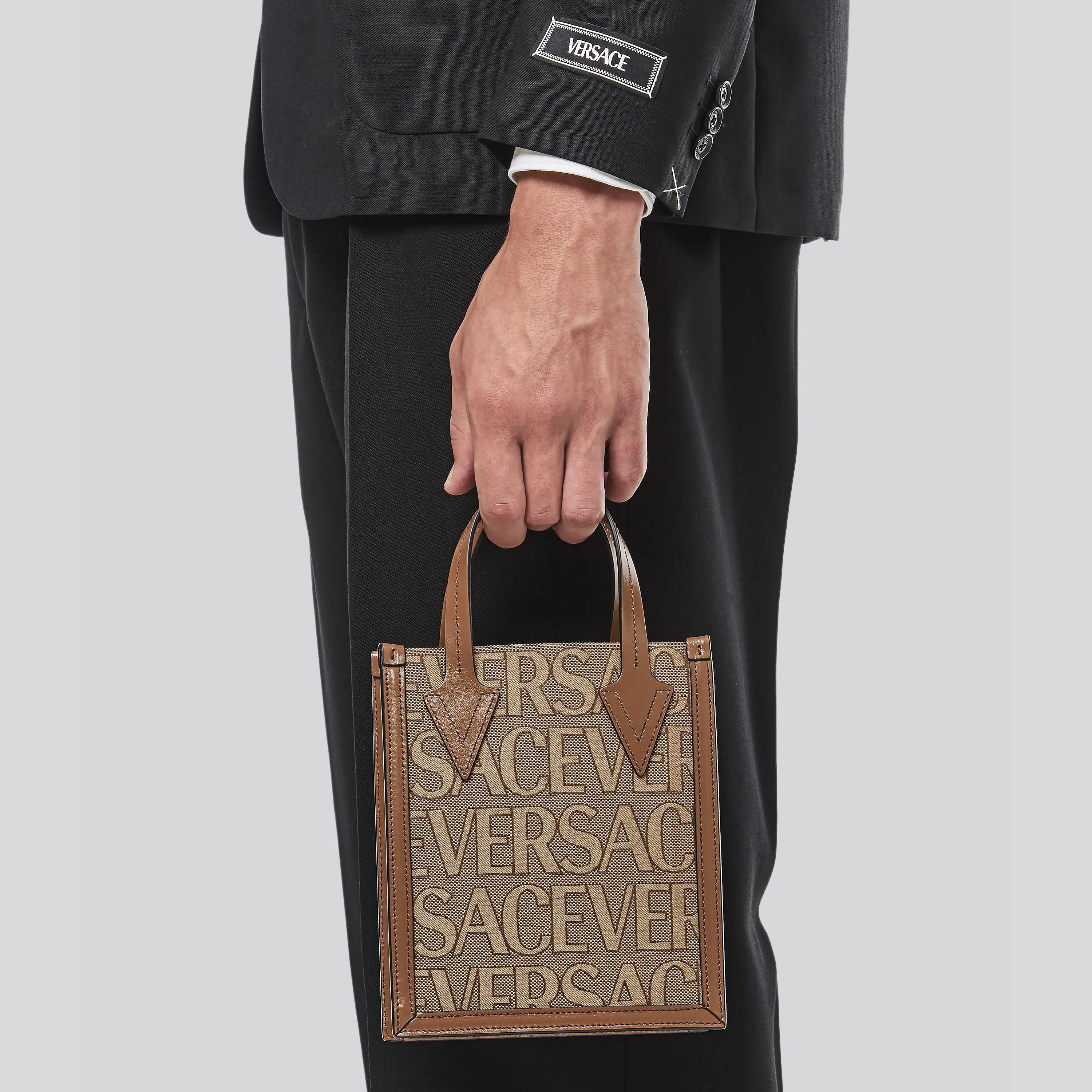 Cartera Beige Versace Crossbody Allover Monogram