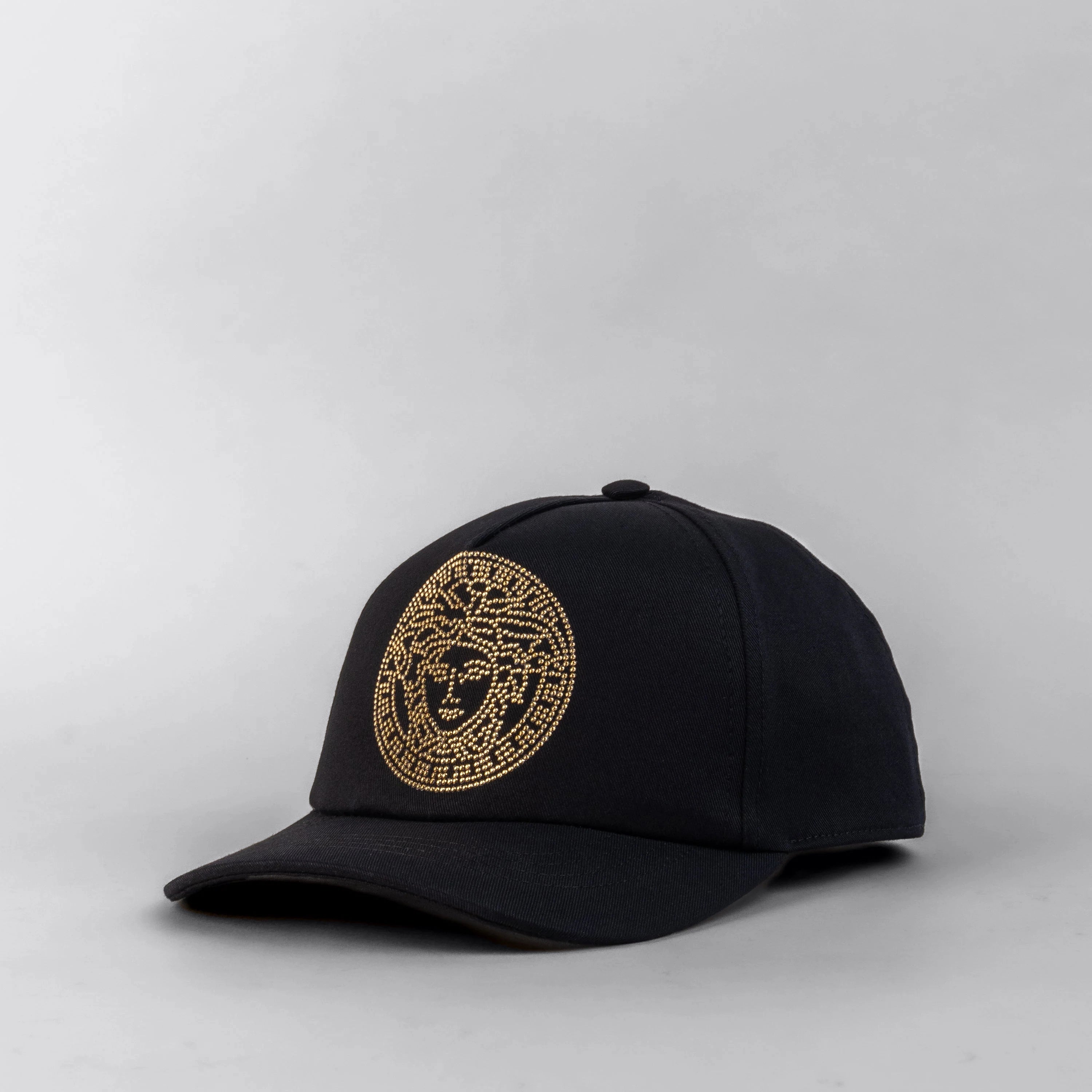 Gorra Negra Versace Rhinestones Medusa