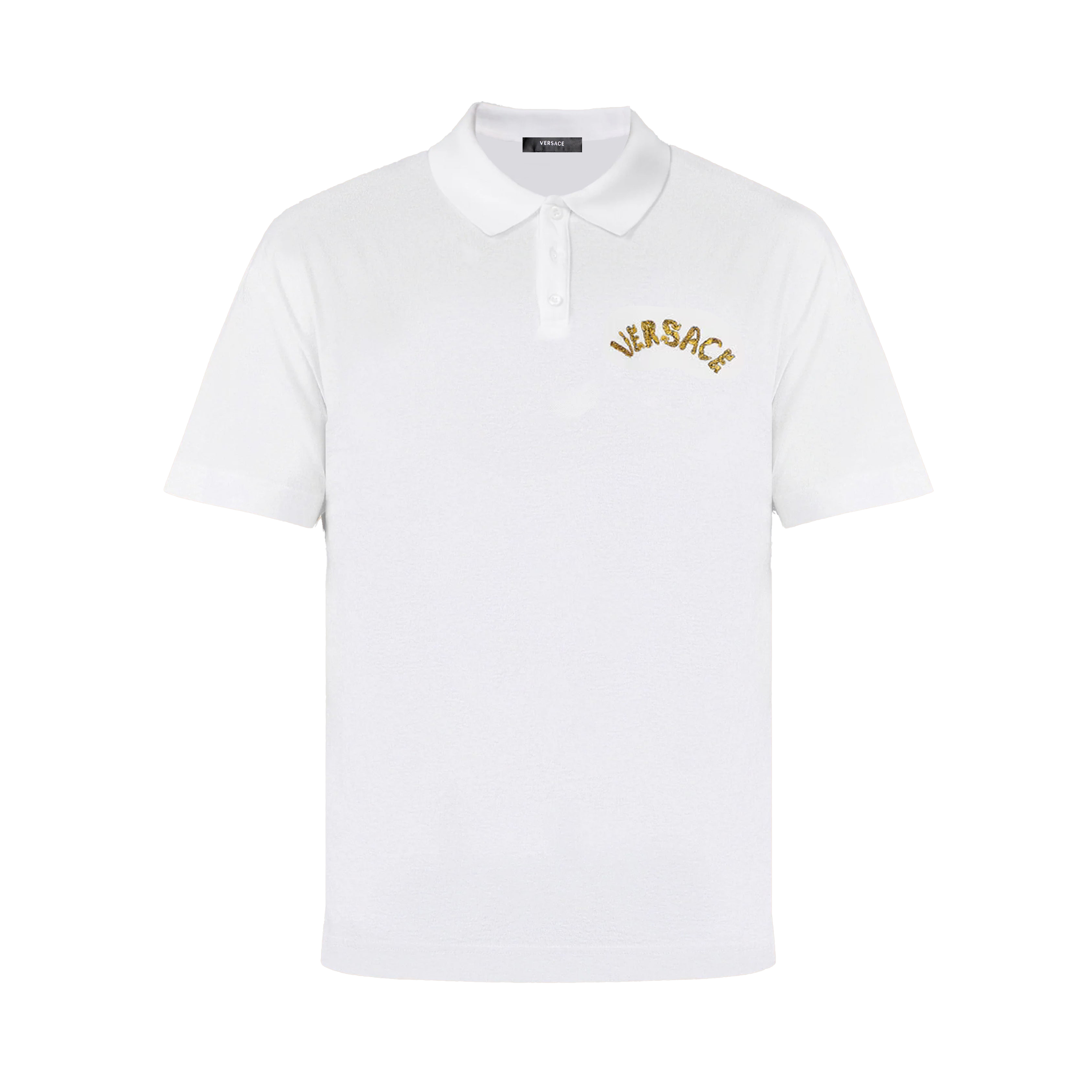 Camiseta Tipo Polo Blanca Versace Embroidered Logo